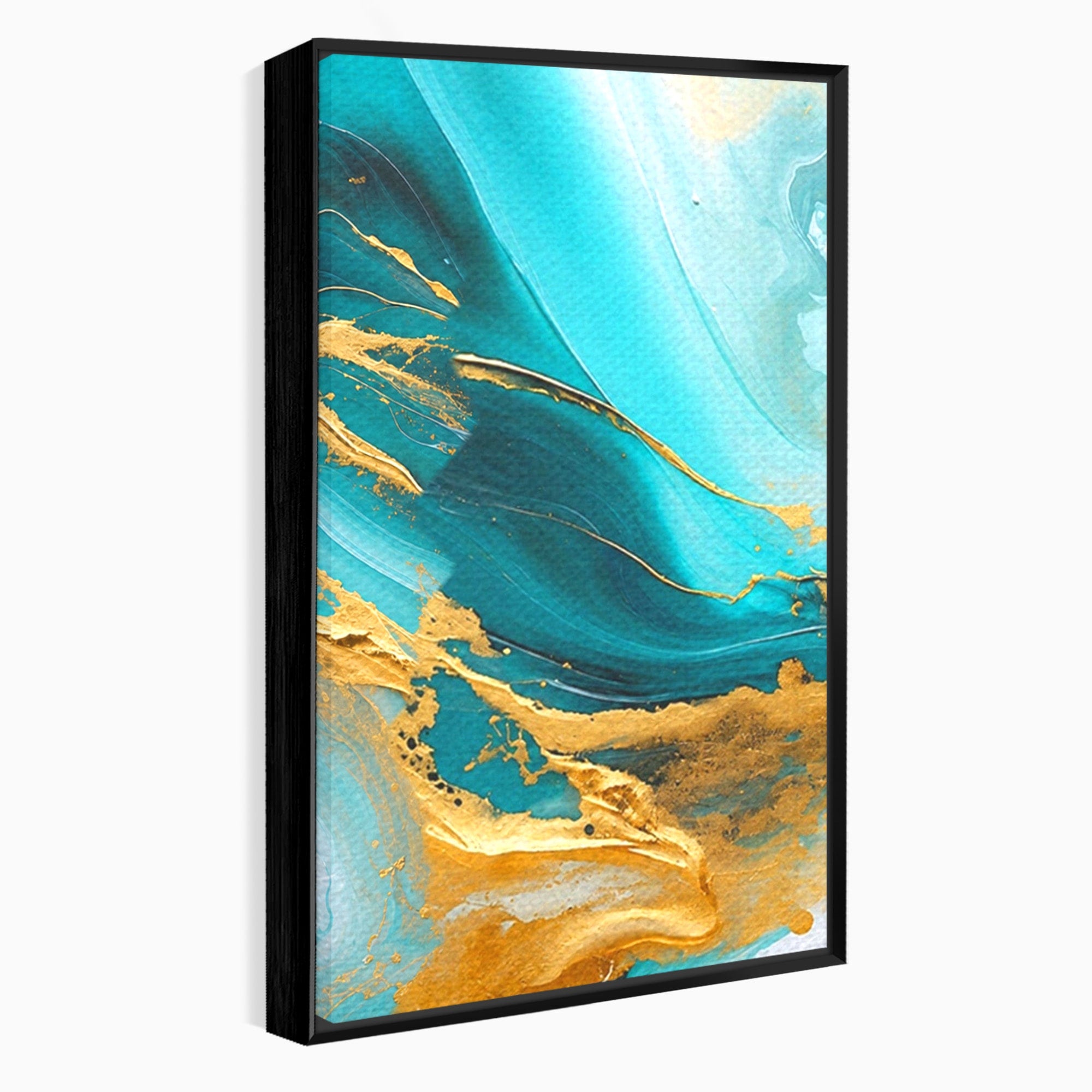 Set 3 Tablouri Canvas Premium LuxCanva® C3-1343, Flux De Aur, Abstract, Arta, Modern, Eleganta, Living, Birou, Culori Vibrante