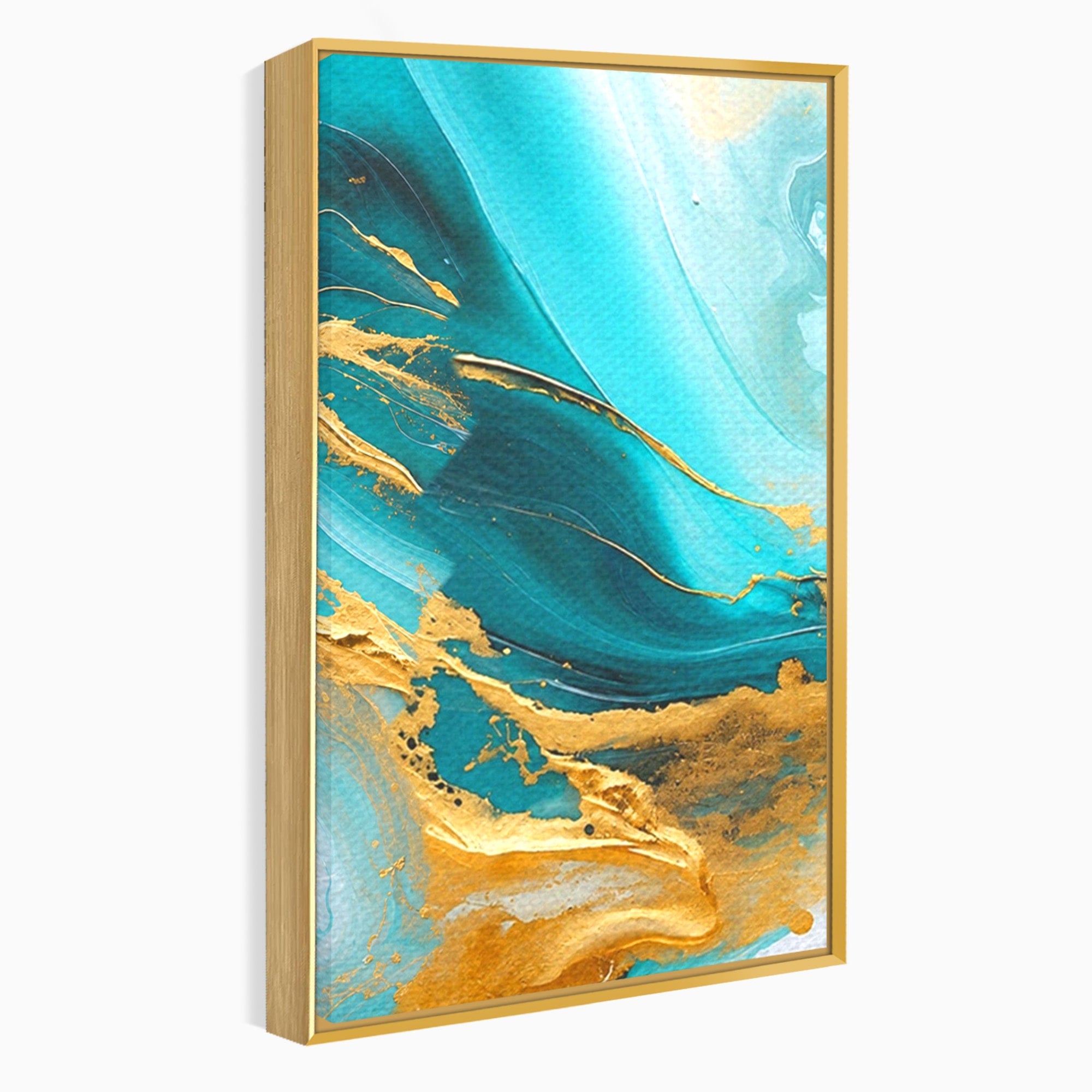 Set 3 Tablouri Canvas Premium LuxCanva® C3-1343, Flux De Aur, Abstract, Arta, Modern, Eleganta, Living, Birou, Culori Vibrante