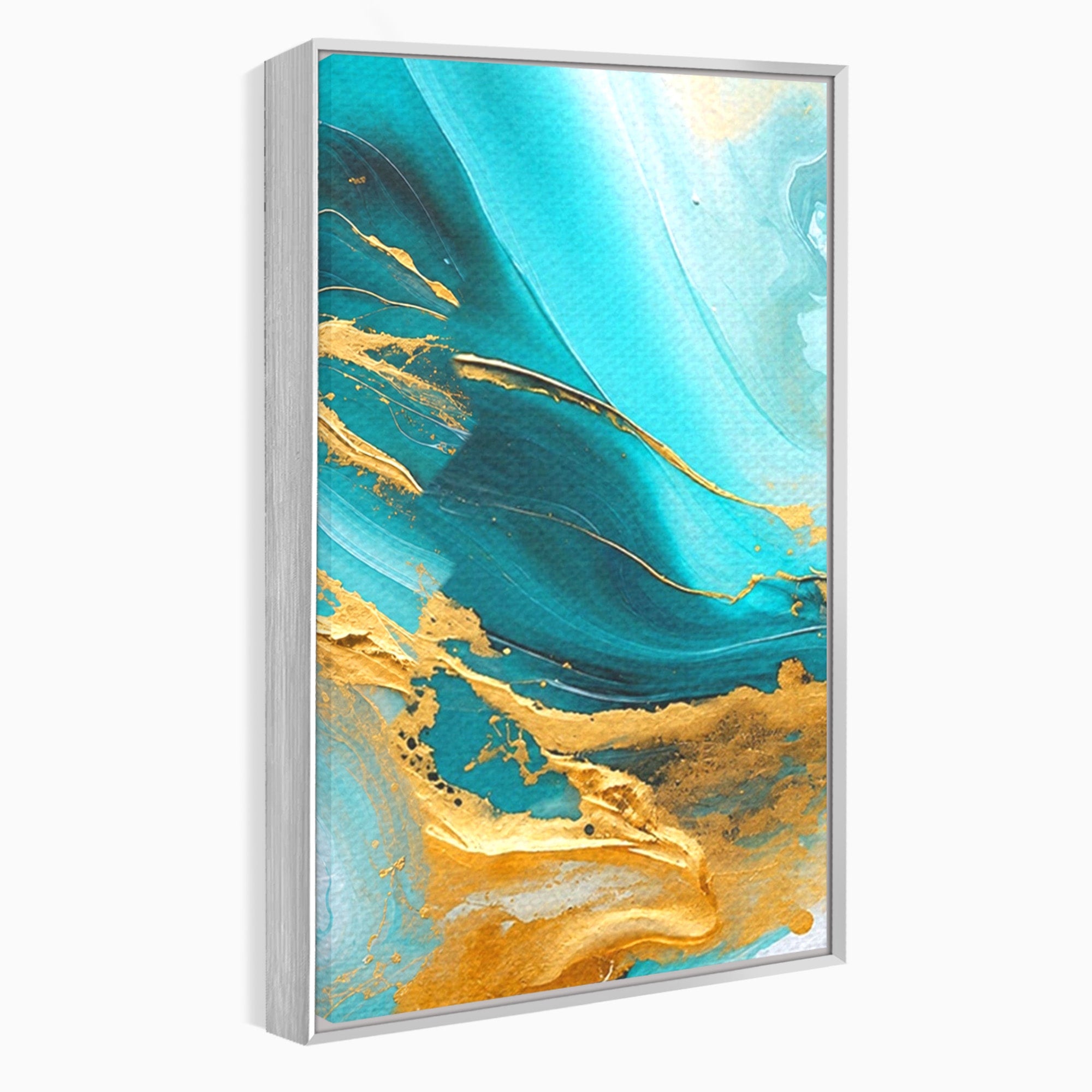 Set 3 Tablouri Canvas Premium LuxCanva® C3-1343, Flux De Aur, Abstract, Arta, Modern, Eleganta, Living, Birou, Culori Vibrante