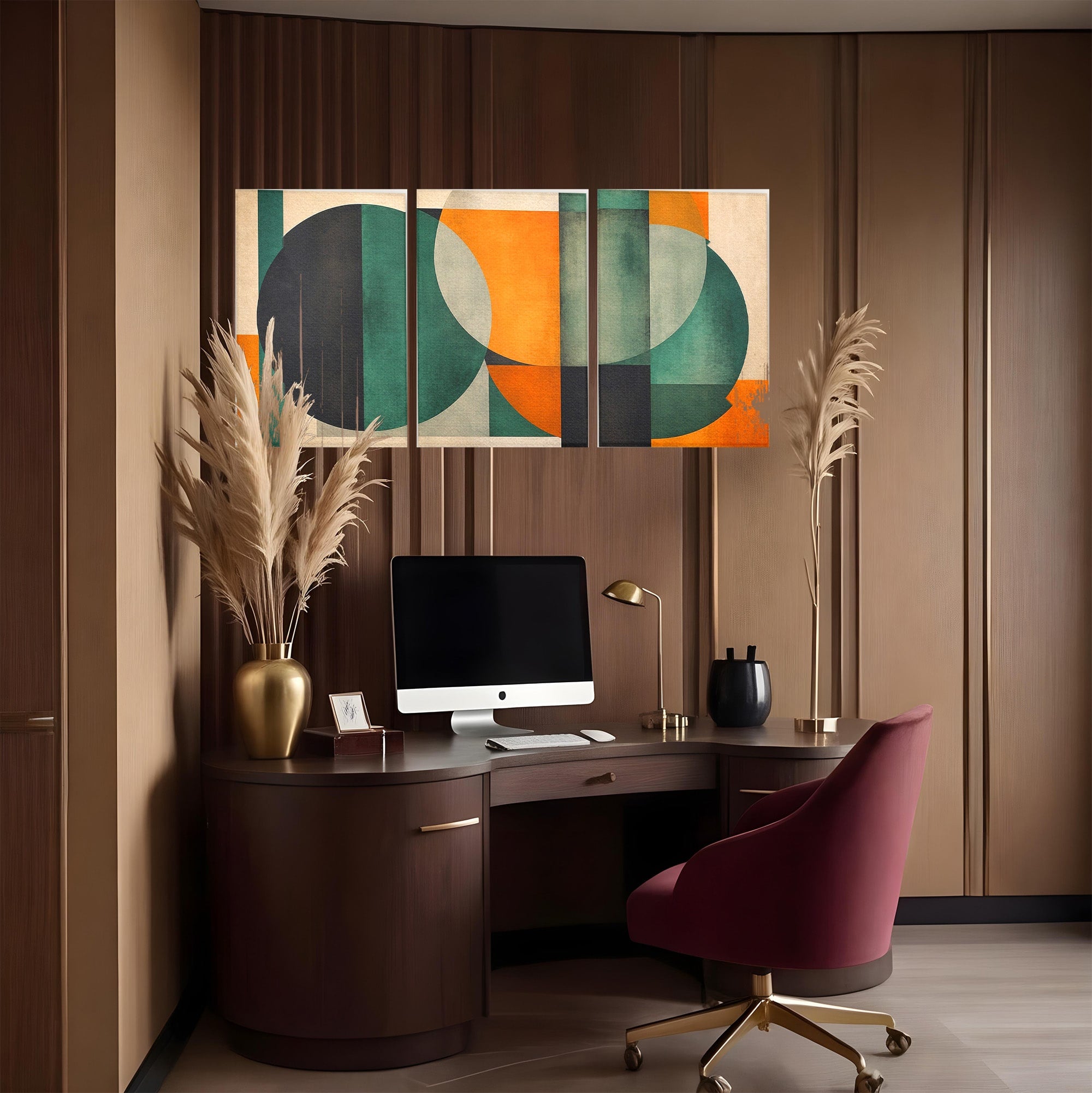 Set 3 Tablouri Canvas Premium LuxCanva® C3-1345, Forme Geometrice Abstracte, Abstract, Geometric, Modern, Arta, Birou, Culori Vibrante