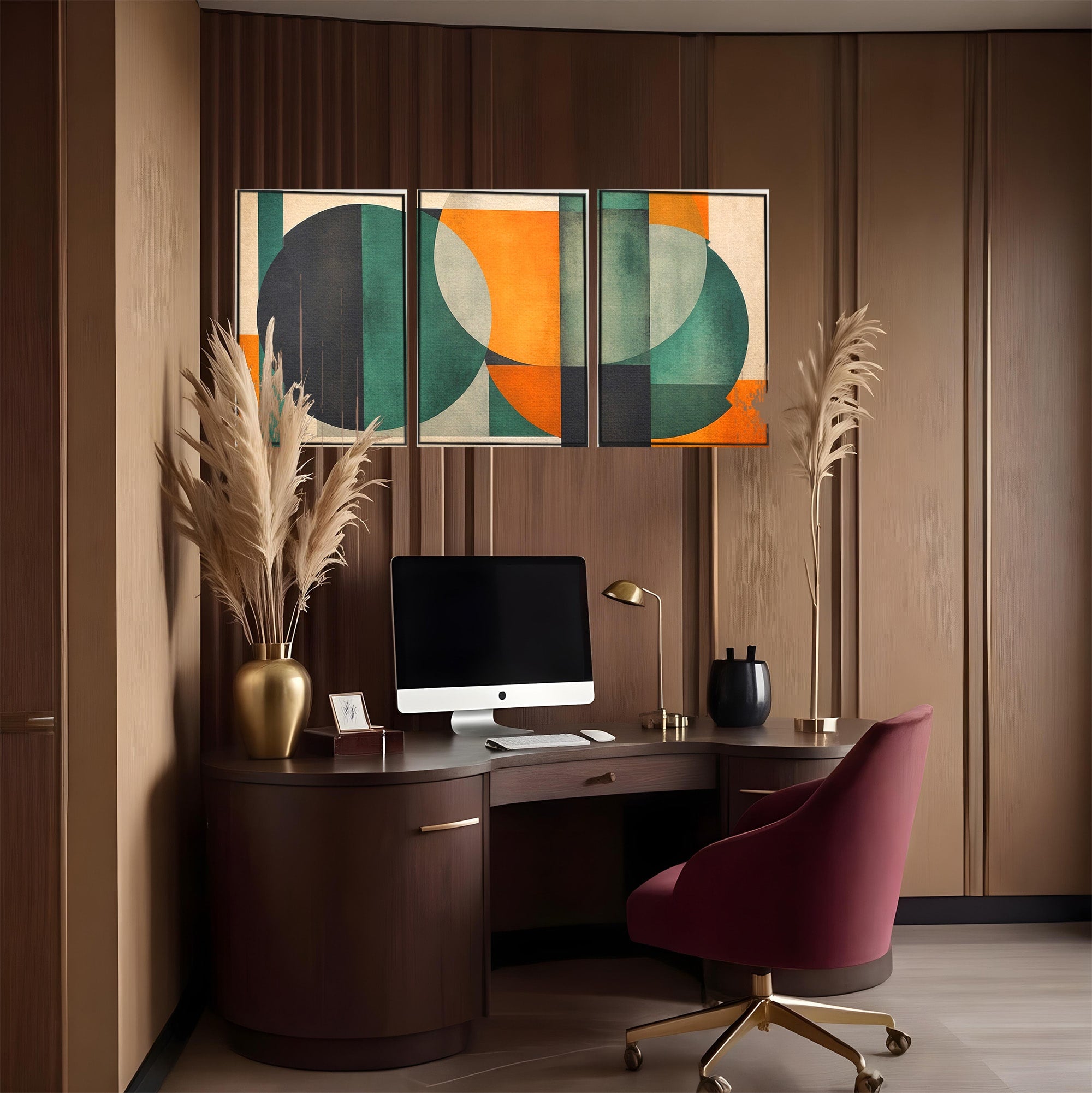 Set 3 Tablouri Canvas Premium LuxCanva® C3-1345, Forme Geometrice Abstracte, Abstract, Geometric, Modern, Arta, Birou, Culori Vibrante