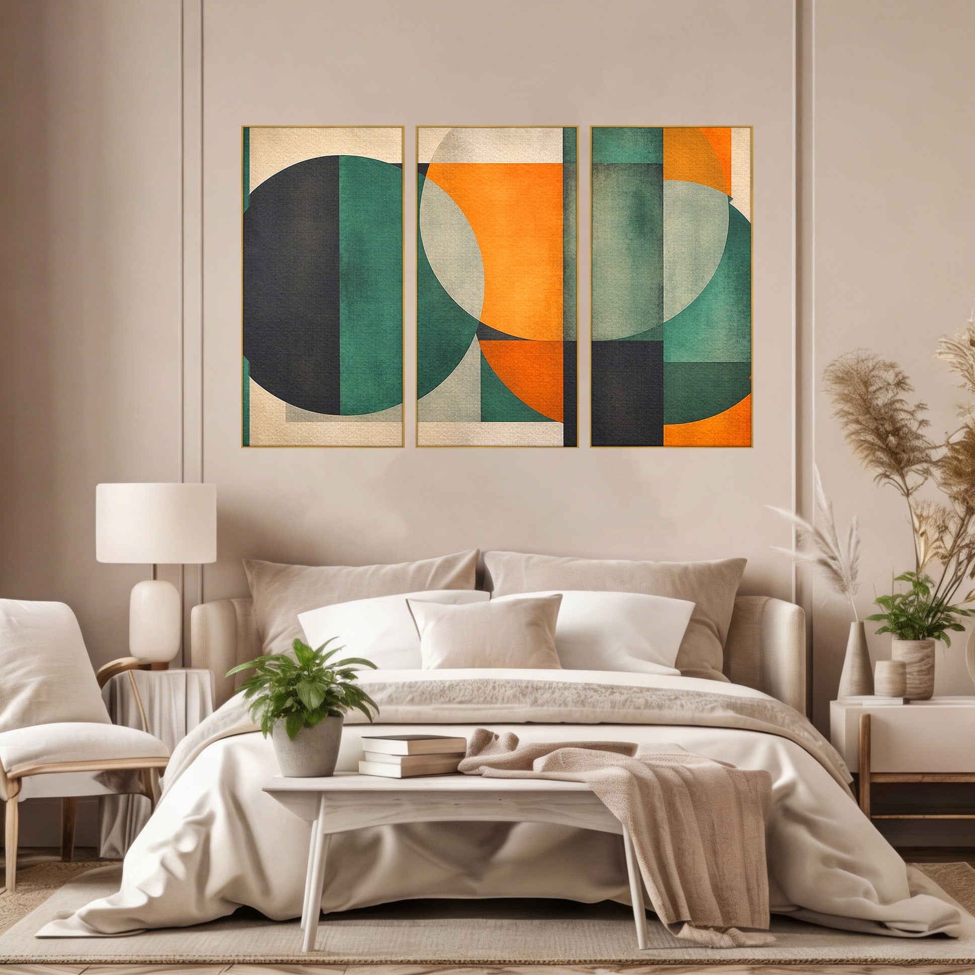 Set 3 Tablouri Canvas Premium LuxCanva® C3-1345, Forme Geometrice Abstracte, Abstract, Geometric, Modern, Arta, Birou, Culori Vibrante