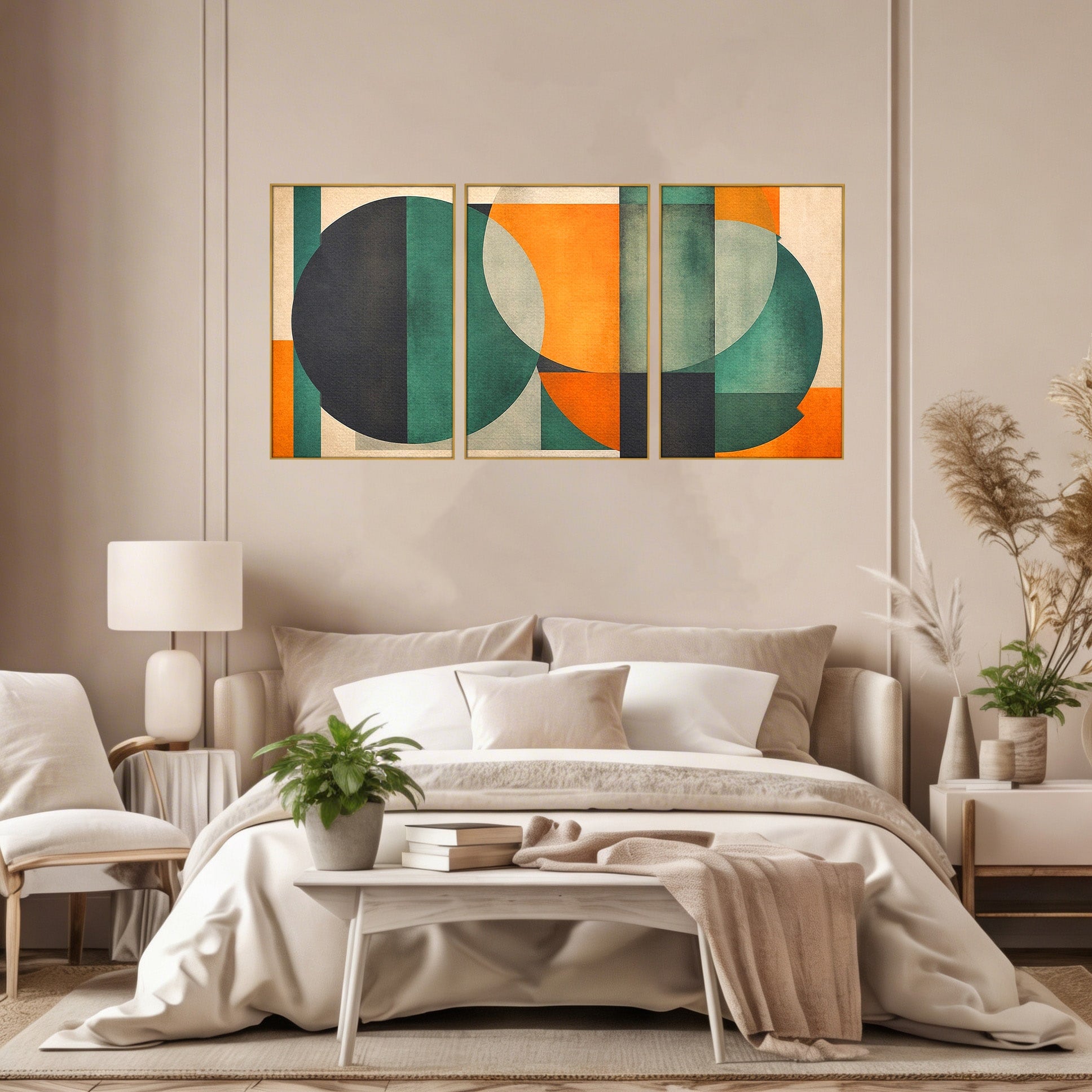 Set 3 Tablouri Canvas Premium LuxCanva® C3-1345, Forme Geometrice Abstracte, Abstract, Geometric, Modern, Arta, Birou, Culori Vibrante