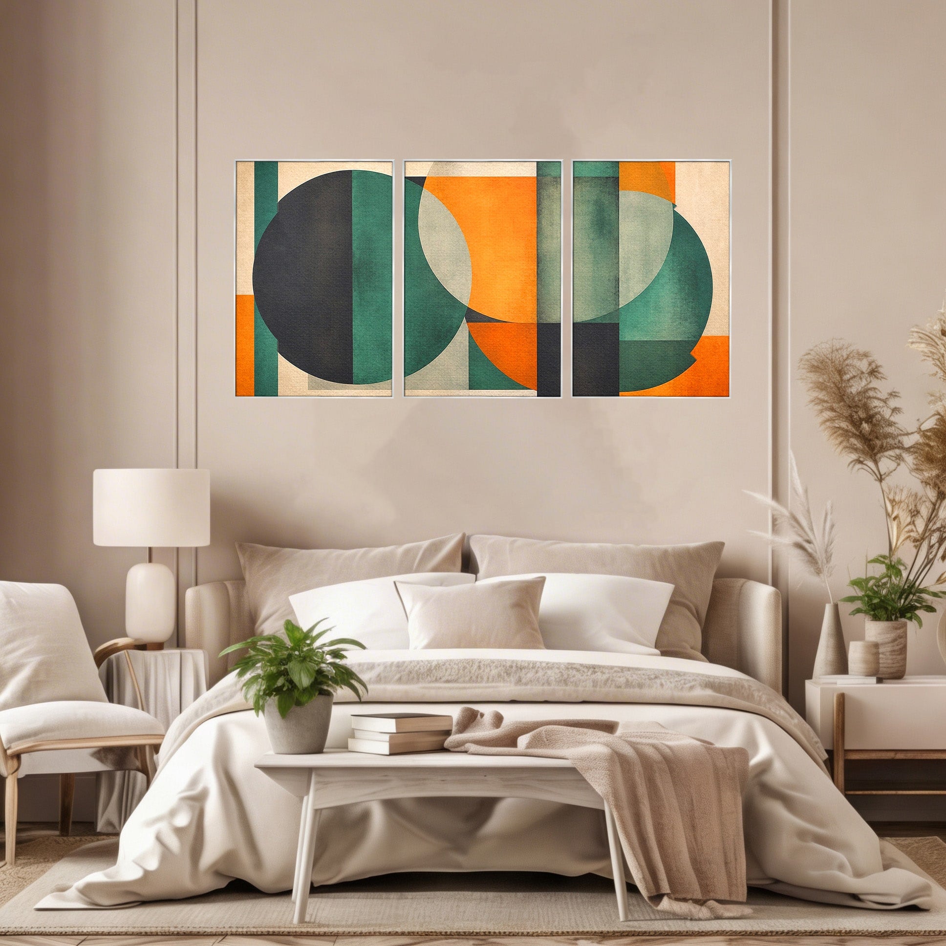 Set 3 Tablouri Canvas Premium LuxCanva® C3-1345, Forme Geometrice Abstracte, Abstract, Geometric, Modern, Arta, Birou, Culori Vibrante