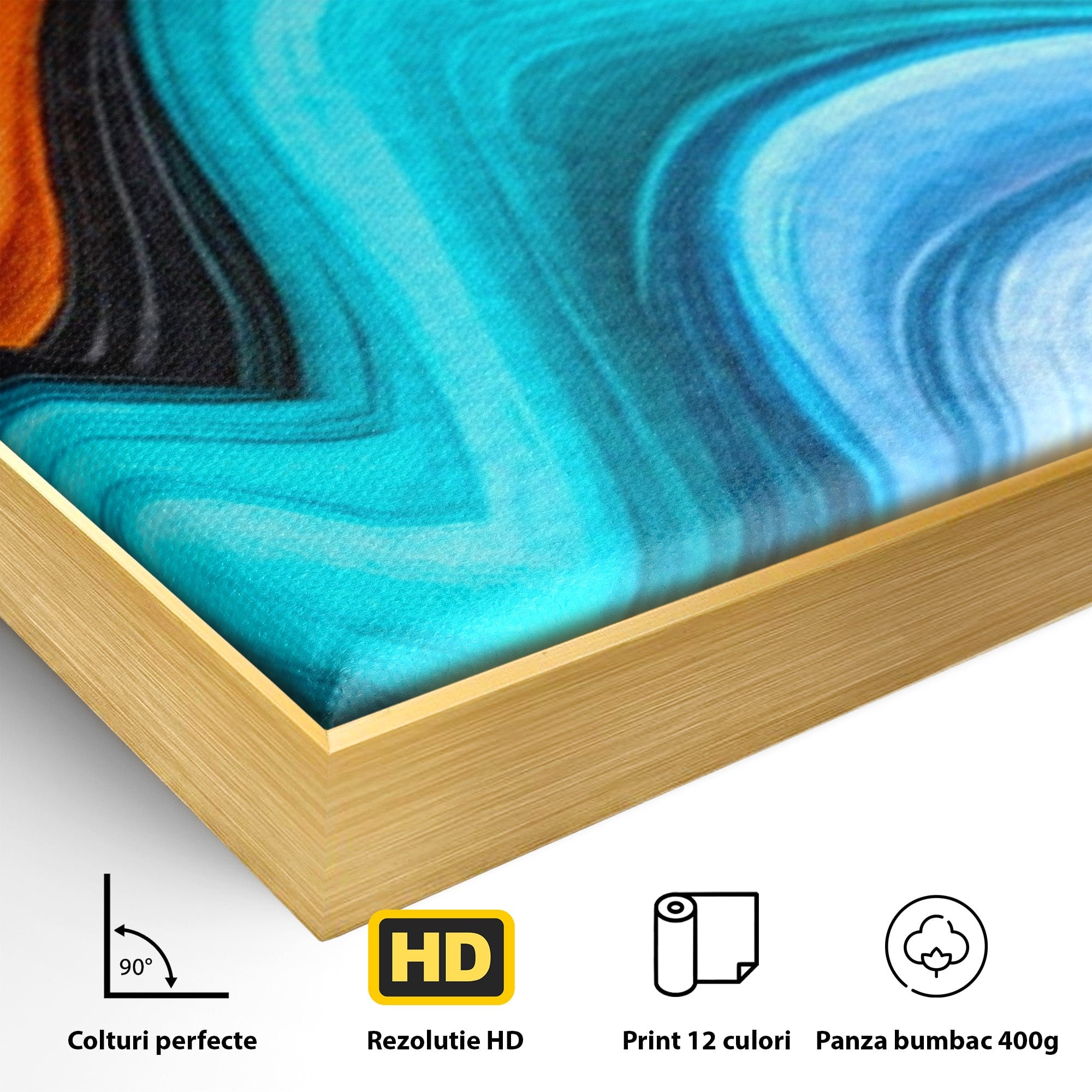 Set 3 Tablouri Canvas Premium LuxCanva® C3-1348, Vortexul Culorilor, Abstract, Culori, Vibrante, Arta, Living, Culori Vibrante