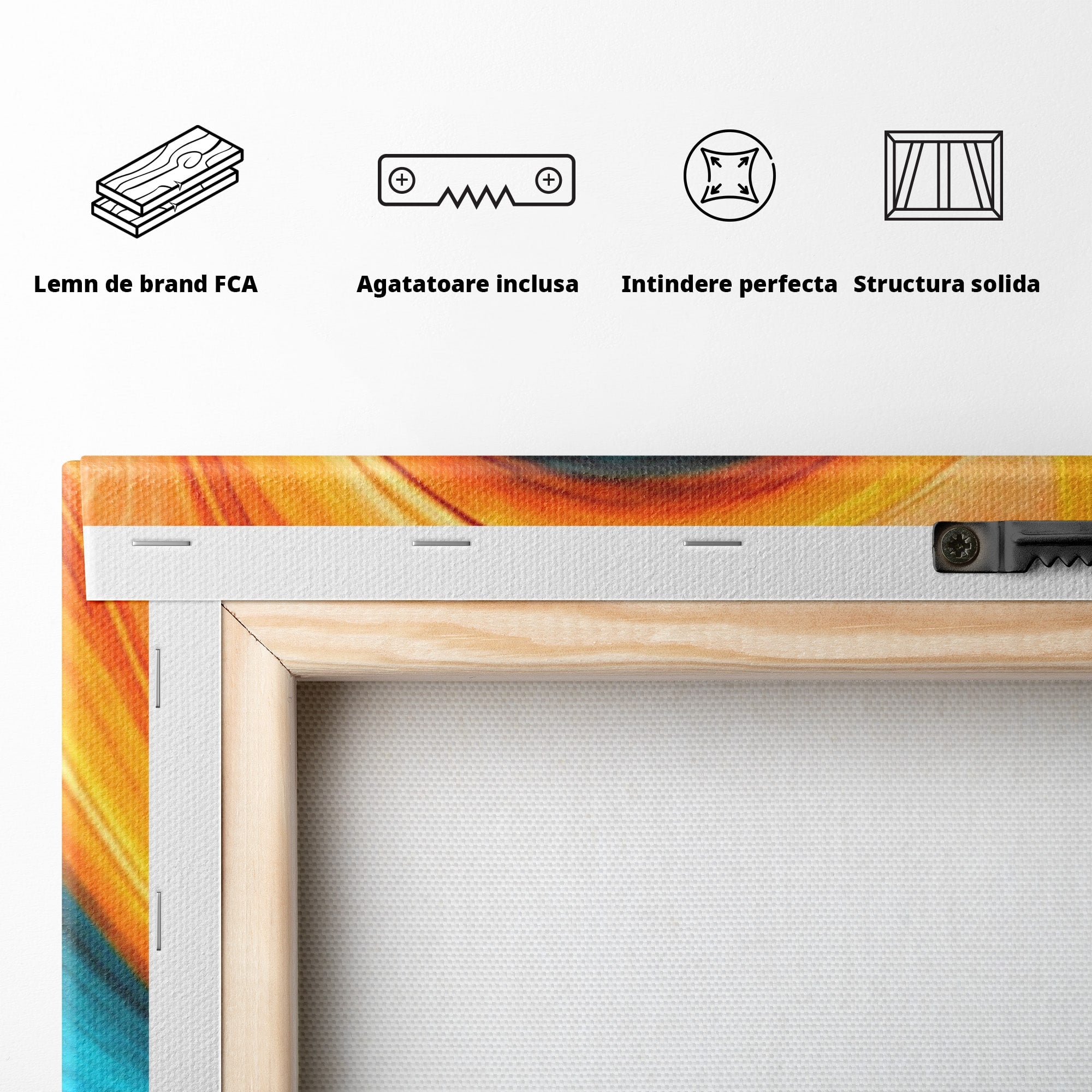 Set 3 Tablouri Canvas Premium LuxCanva® C3-1348, Vortexul Culorilor, Abstract, Culori, Vibrante, Arta, Living, Culori Vibrante