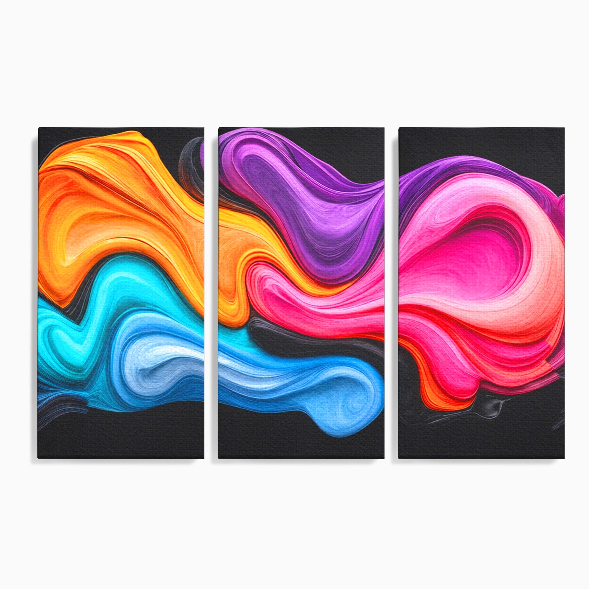Set 3 Tablouri Canvas Premium LuxCanva® C3-1348, Vortexul Culorilor, Abstract, Culori, Vibrante, Arta, Living, Culori Vibrante