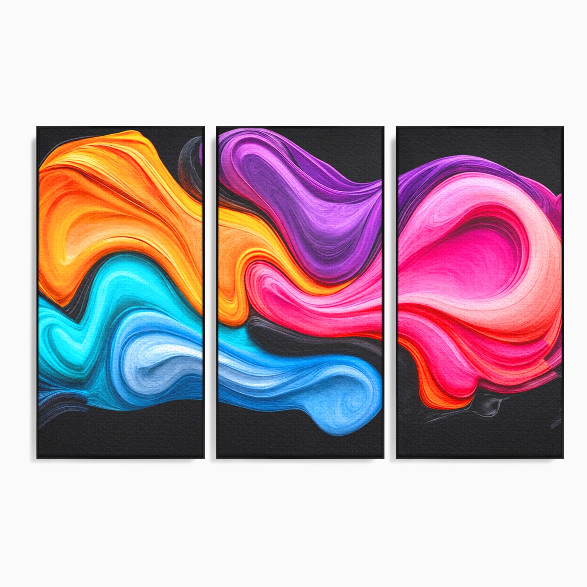 Set 3 Tablouri Canvas Premium LuxCanva® C3-1348, Vortexul Culorilor, Abstract, Culori, Vibrante, Arta, Living, Culori Vibrante