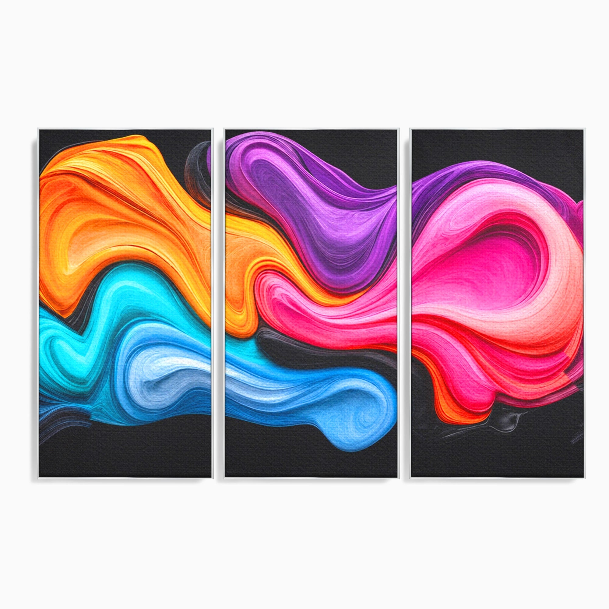 Set 3 Tablouri Canvas Premium LuxCanva® C3-1348, Vortexul Culorilor, Abstract, Culori, Vibrante, Arta, Living, Culori Vibrante