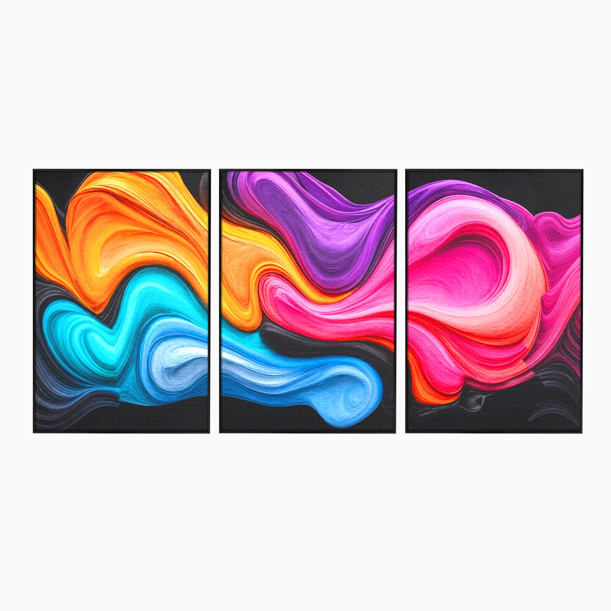 Set 3 Tablouri Canvas Premium LuxCanva® C3-1348, Vortexul Culorilor, Abstract, Culori, Vibrante, Arta, Living, Culori Vibrante