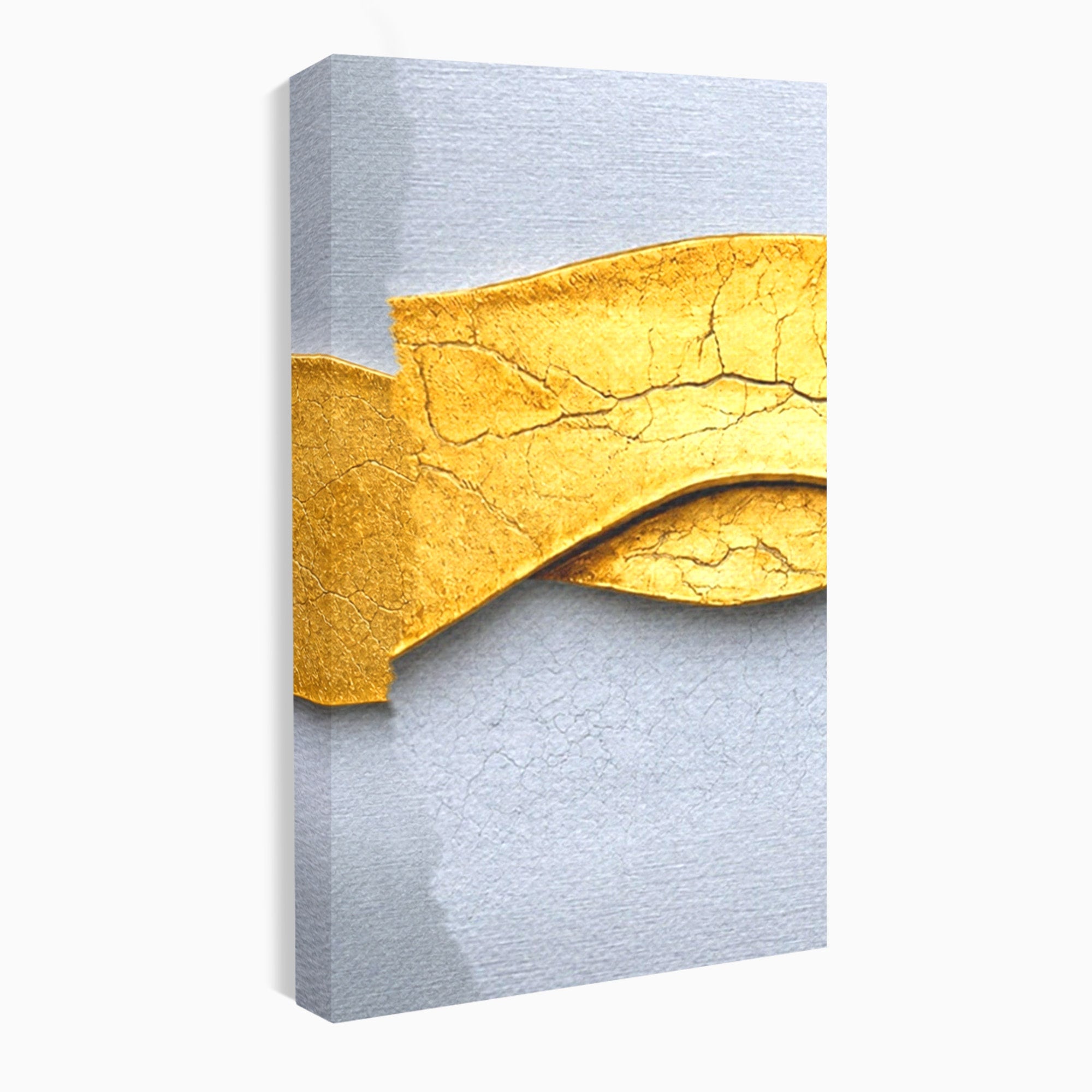 Set 3 Tablouri Canvas Premium LuxCanva® C3-1349, Curbe Aurii Abstracte, Abstract, Modern, Auriu, Textura, Birou, Culori Vibrante