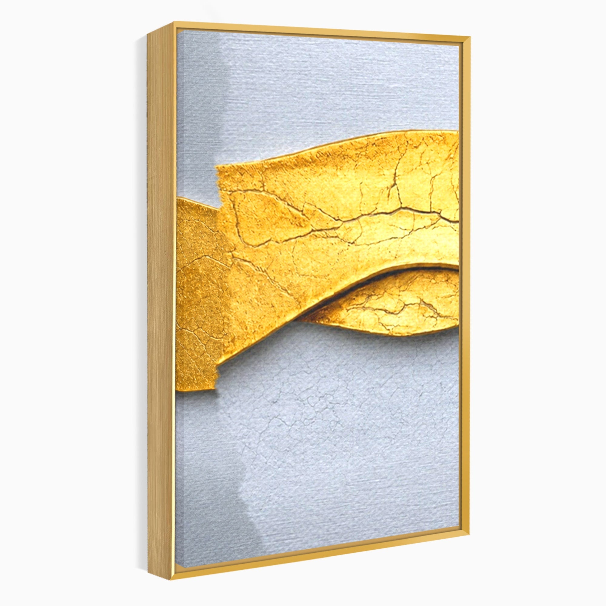 Set 3 Tablouri Canvas Premium LuxCanva® C3-1349, Curbe Aurii Abstracte, Abstract, Modern, Auriu, Textura, Birou, Culori Vibrante