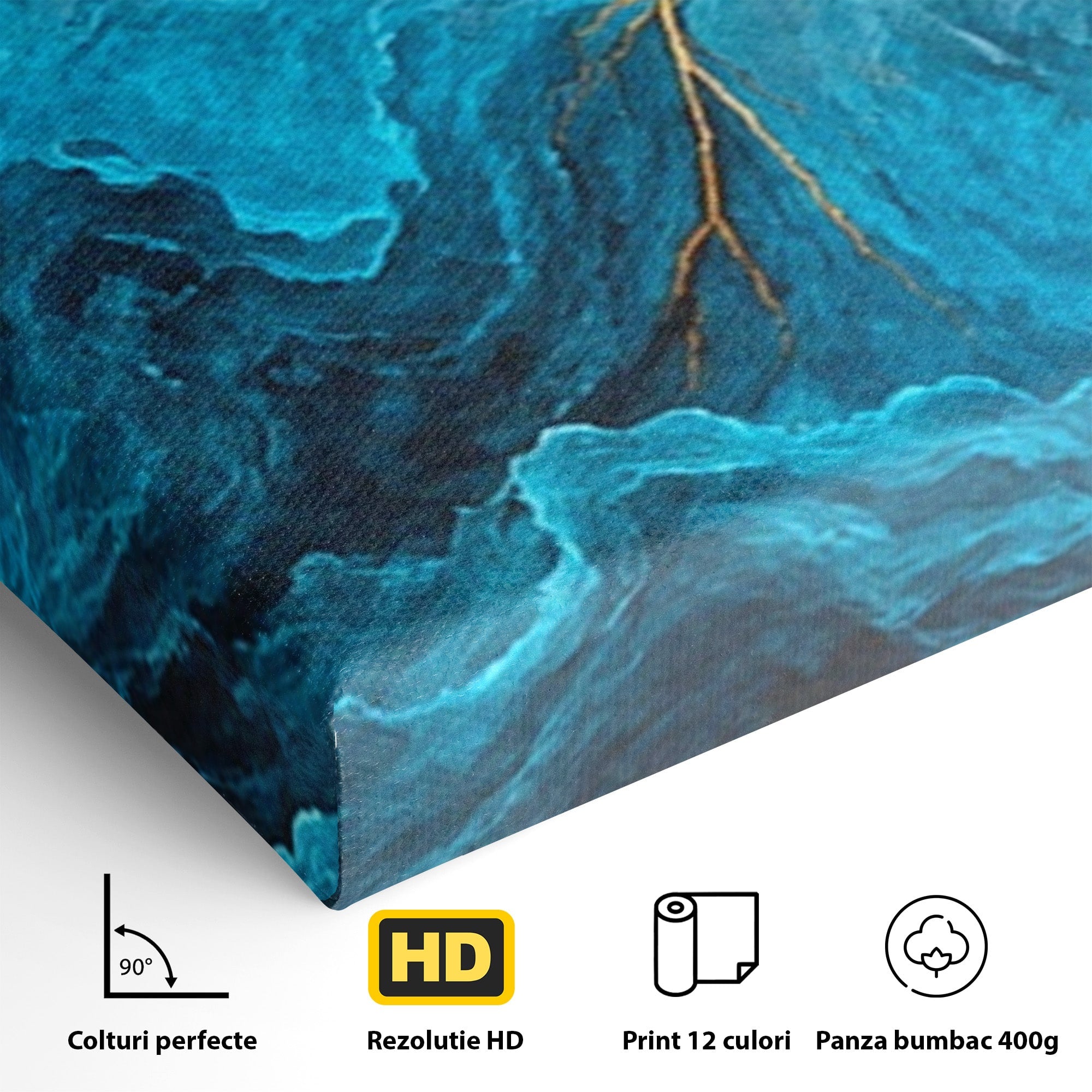 Set 3 Tablouri Canvas Premium LuxCanva® C3-1350, Furtuna Elementelor, Furtuna, Peisaj, Abstract, Living, Dramatic, Culori Vibrante