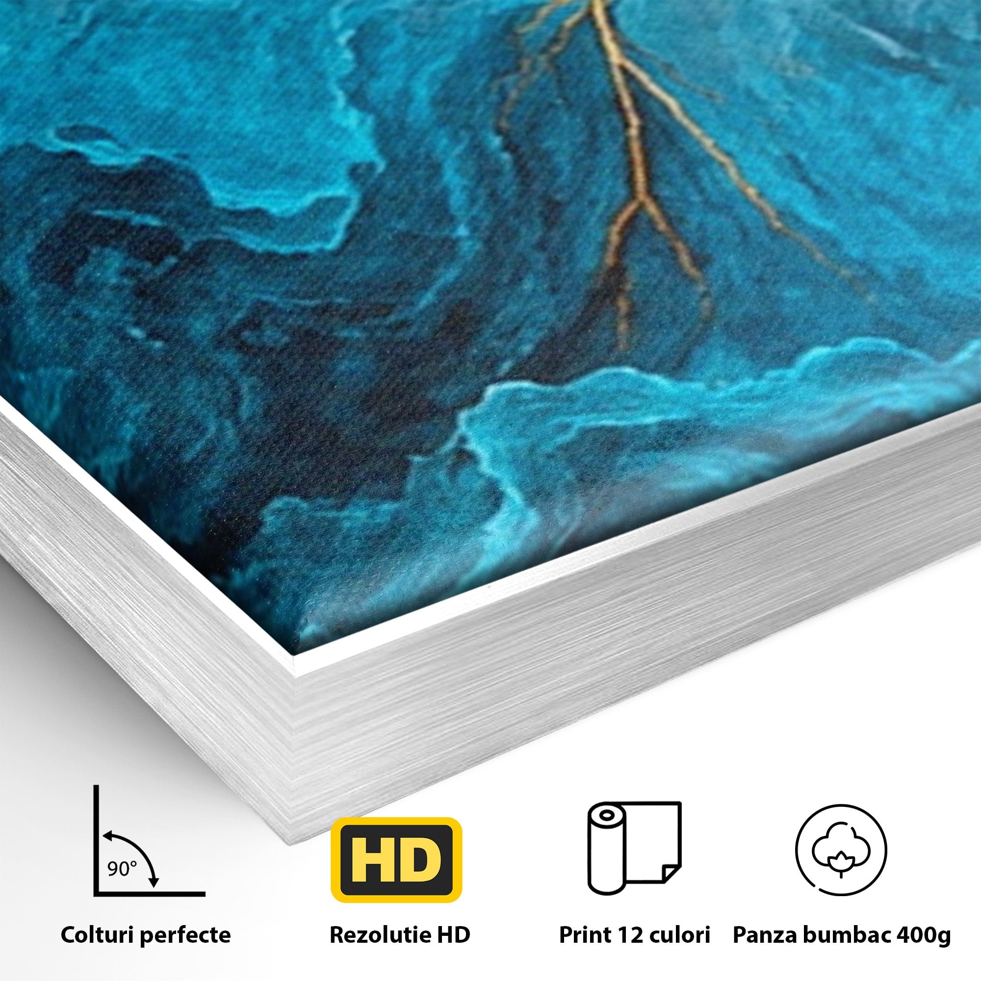 Set 3 Tablouri Canvas Premium LuxCanva® C3-1350, Furtuna Elementelor, Furtuna, Peisaj, Abstract, Living, Dramatic, Culori Vibrante