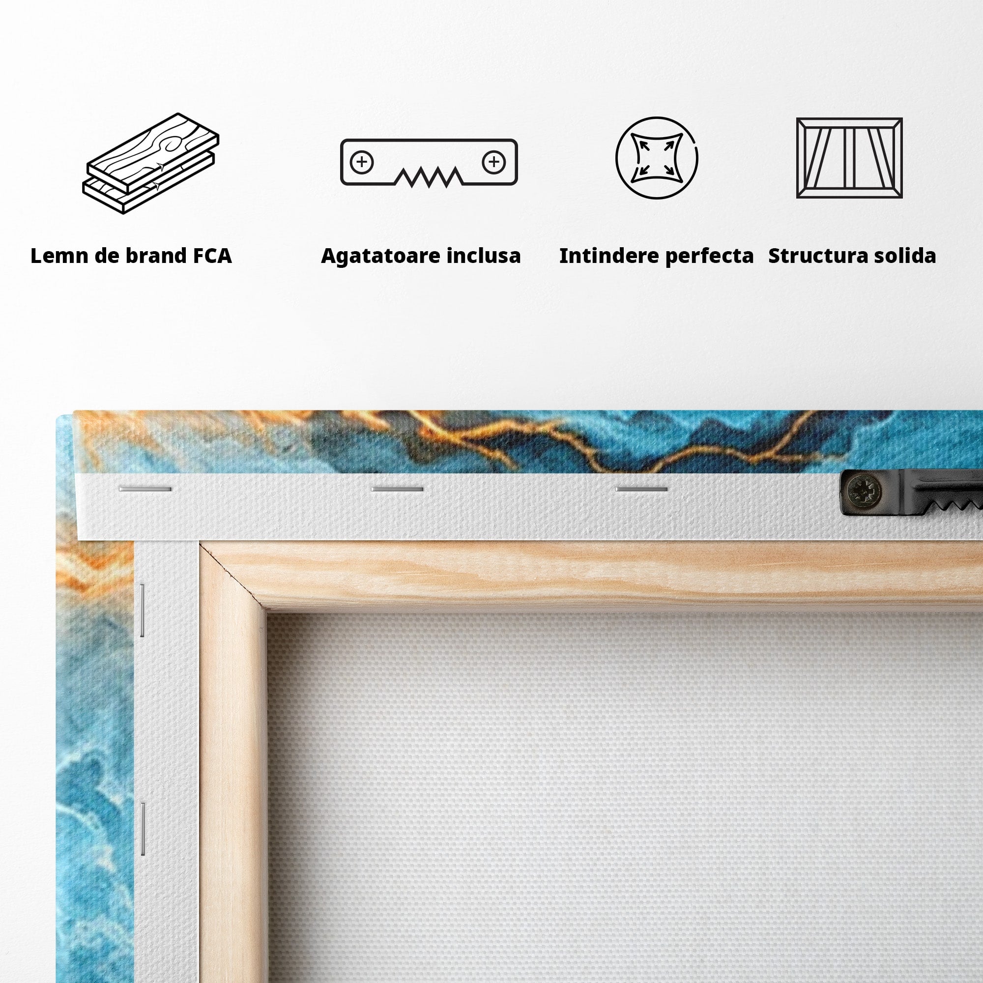 Set 3 Tablouri Canvas Premium LuxCanva® C3-1350, Furtuna Elementelor, Furtuna, Peisaj, Abstract, Living, Dramatic, Culori Vibrante