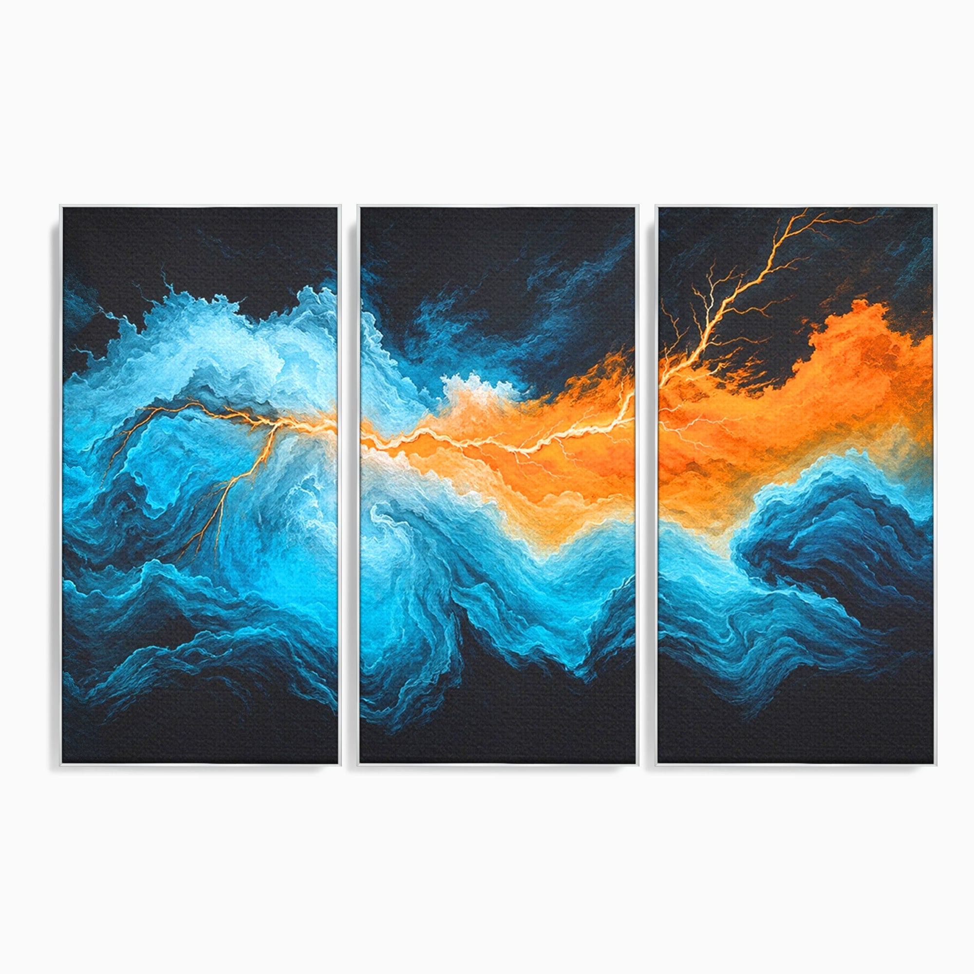 Set 3 Tablouri Canvas Premium LuxCanva® C3-1350, Furtuna Elementelor, Furtuna, Peisaj, Abstract, Living, Dramatic, Culori Vibrante