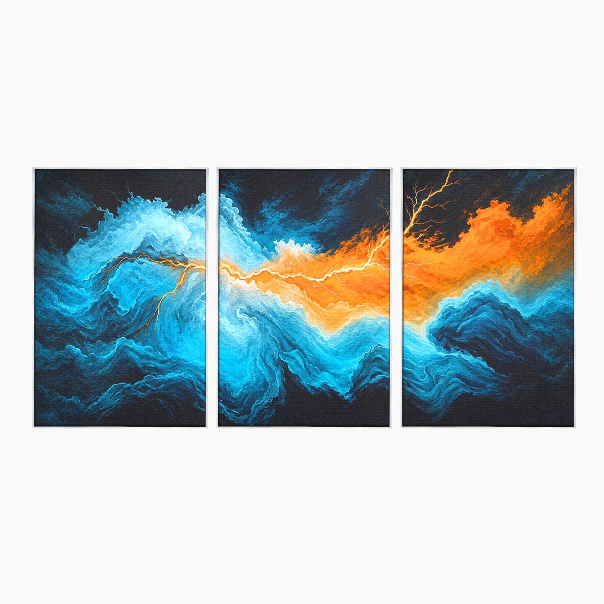 Set 3 Tablouri Canvas Premium LuxCanva® C3-1350, Furtuna Elementelor, Furtuna, Peisaj, Abstract, Living, Dramatic, Culori Vibrante