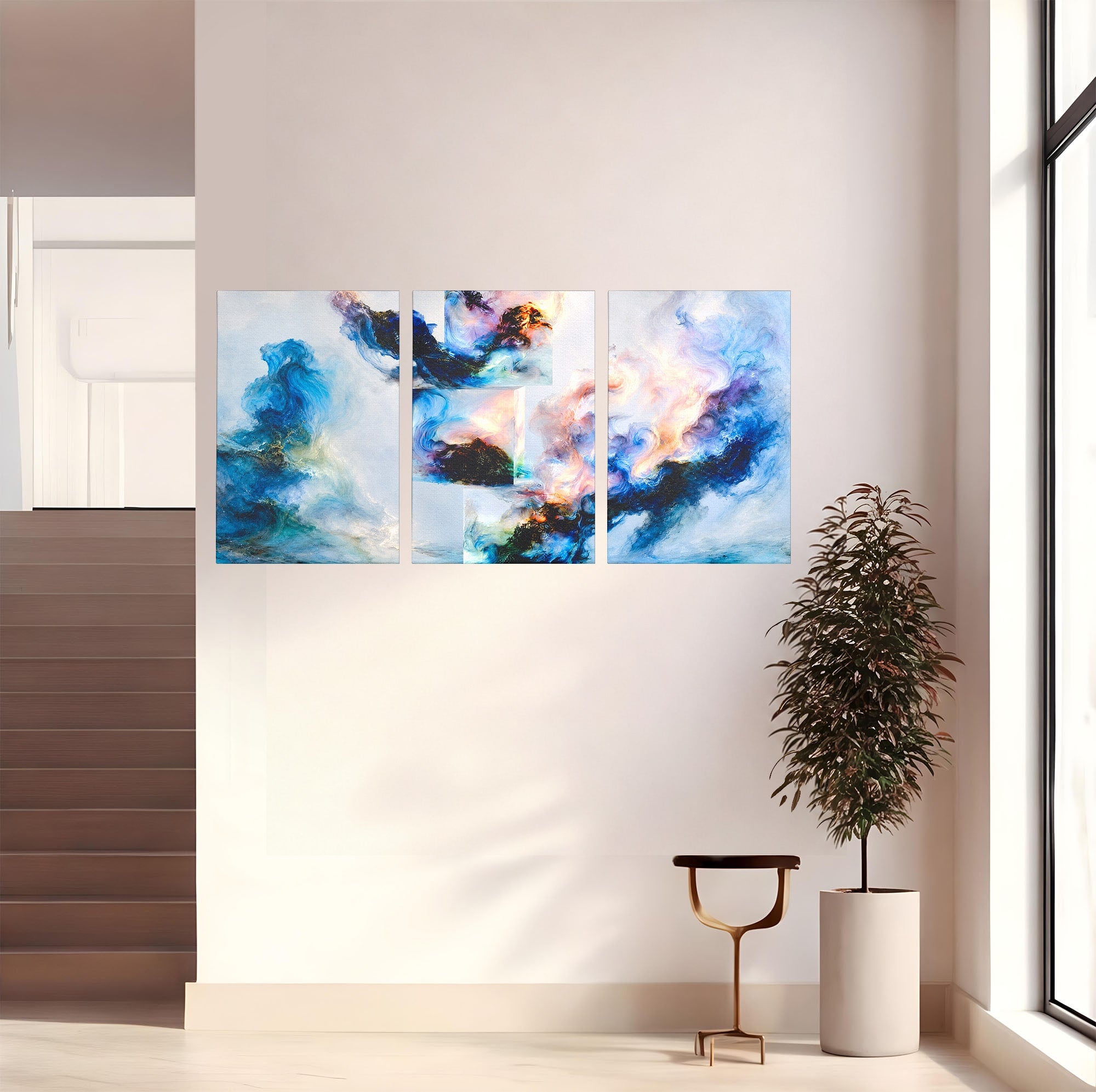 Set 3 Tablouri Canvas Premium LuxCanva® C3-1351, Vortex Abstract, Abstract, Vortex, Modern, Living, Dormitor, Culori Vibrante