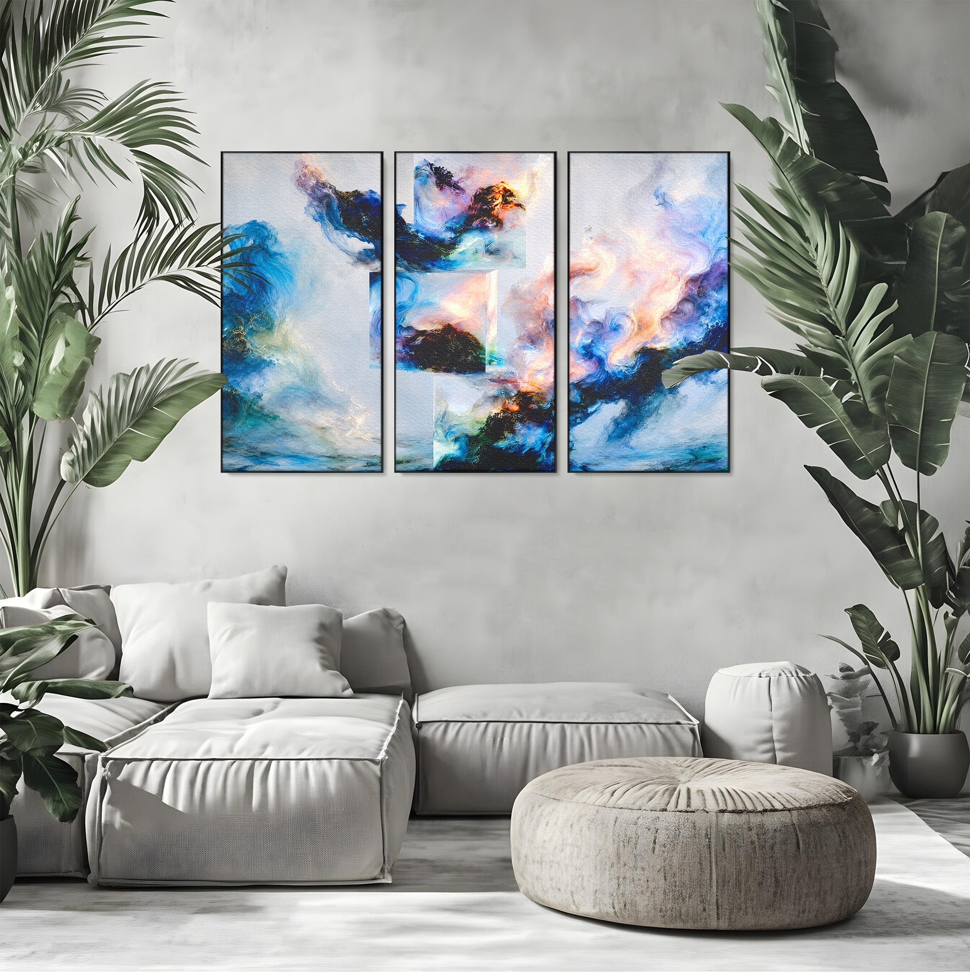 Set 3 Tablouri Canvas Premium LuxCanva® C3-1351, Vortex Abstract, Abstract, Vortex, Modern, Living, Dormitor, Culori Vibrante