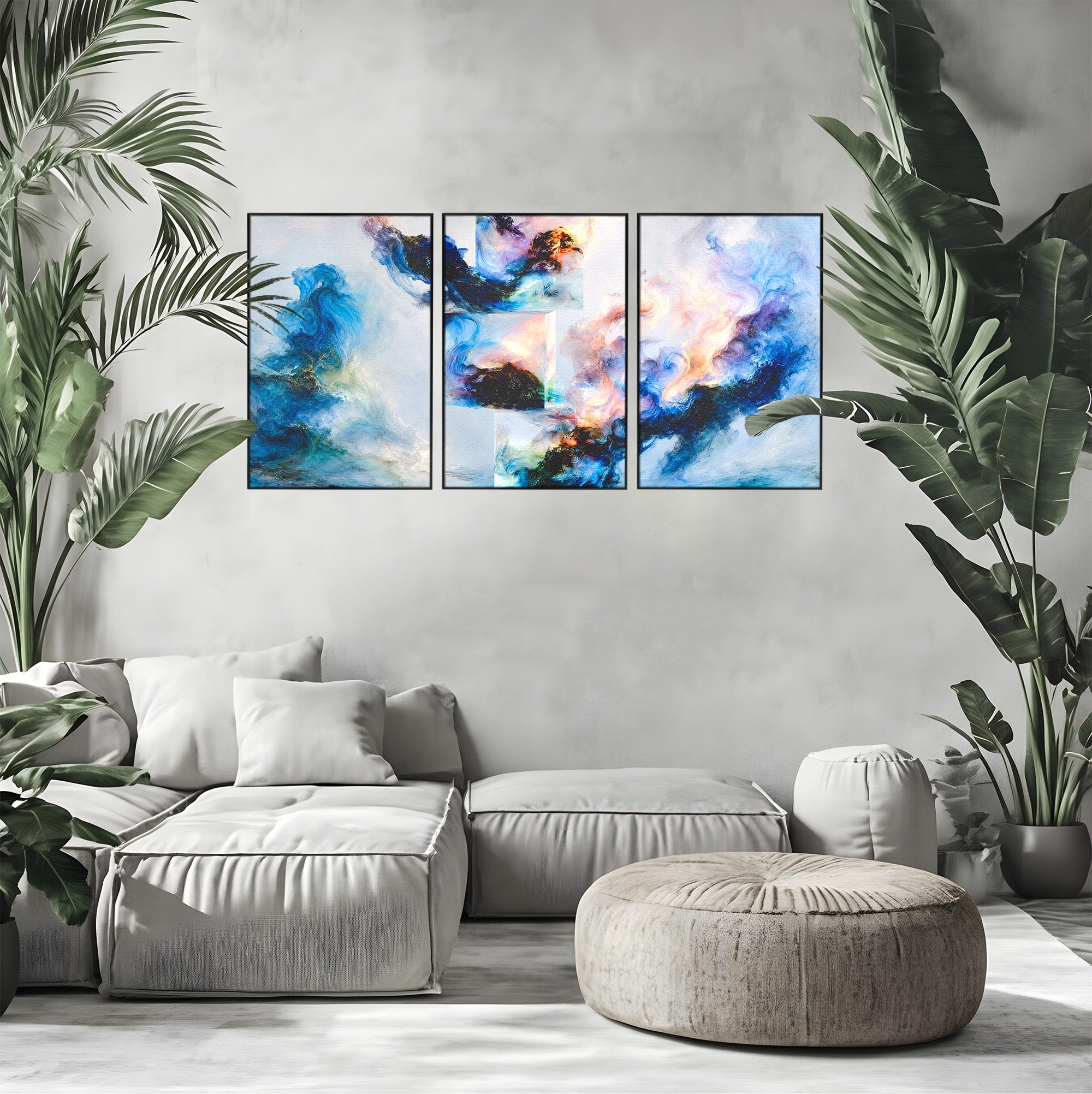 Set 3 Tablouri Canvas Premium LuxCanva® C3-1351, Vortex Abstract, Abstract, Vortex, Modern, Living, Dormitor, Culori Vibrante