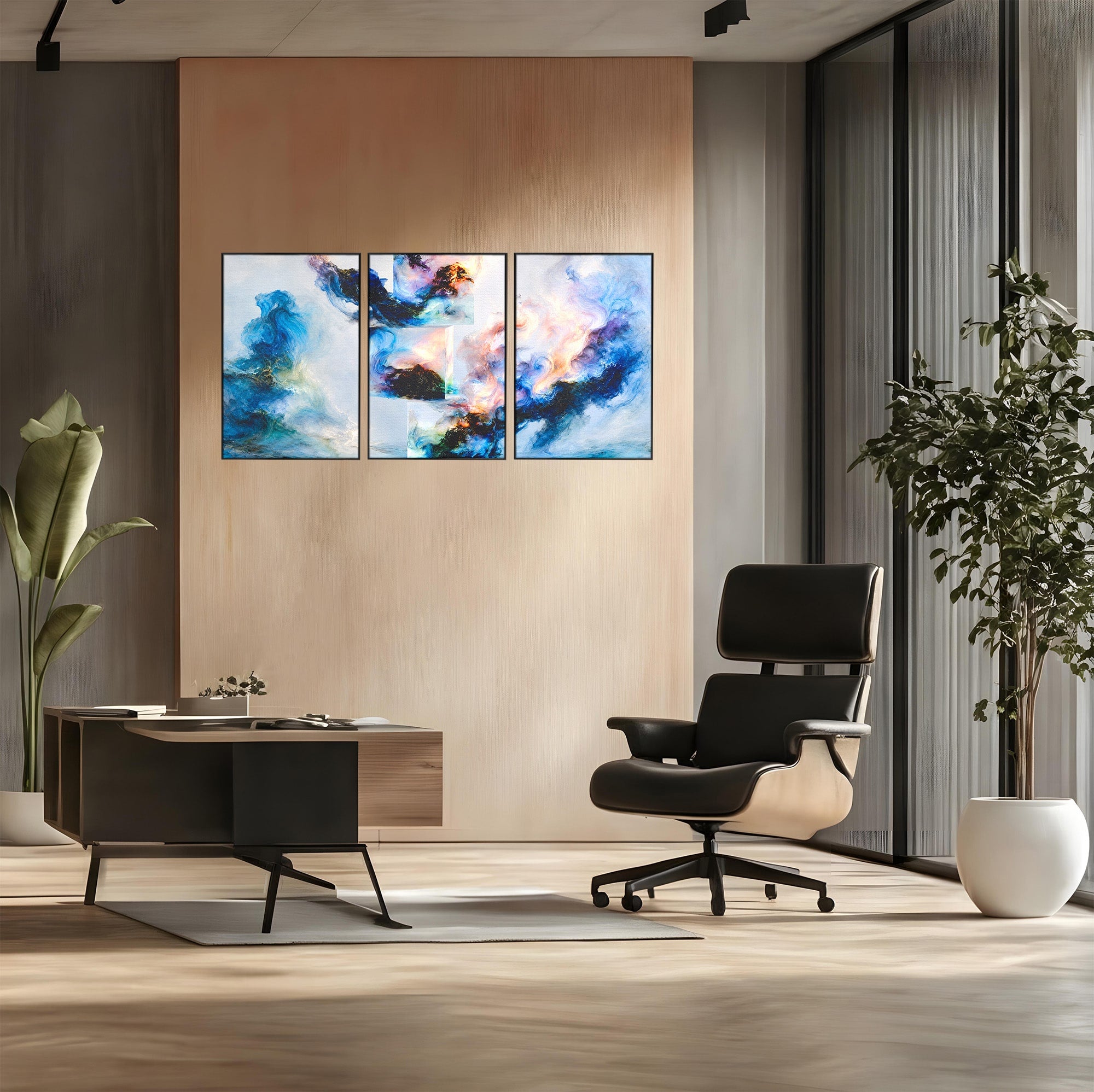 Set 3 Tablouri Canvas Premium LuxCanva® C3-1351, Vortex Abstract, Abstract, Vortex, Modern, Living, Dormitor, Culori Vibrante