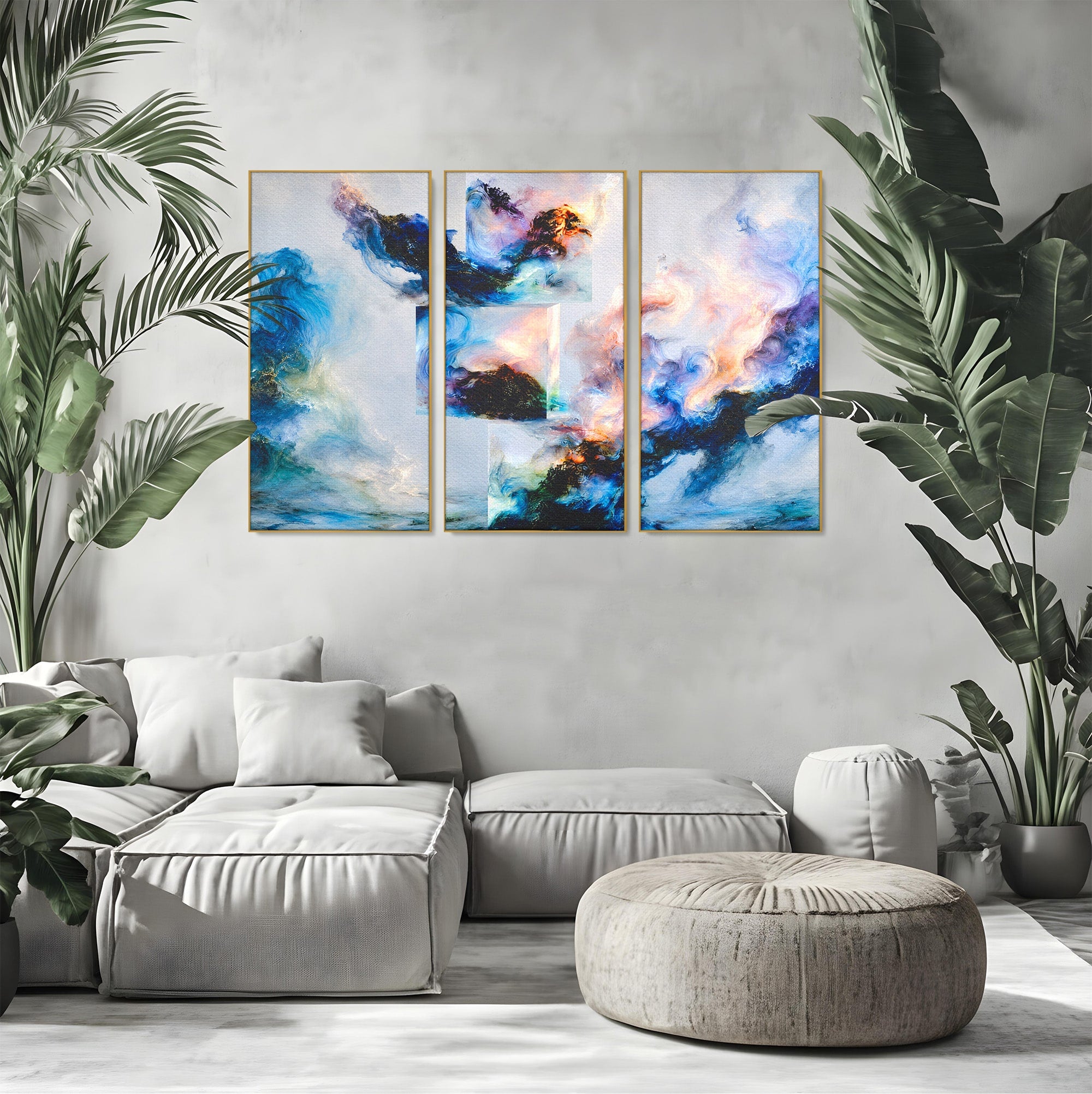 Set 3 Tablouri Canvas Premium LuxCanva® C3-1351, Vortex Abstract, Abstract, Vortex, Modern, Living, Dormitor, Culori Vibrante