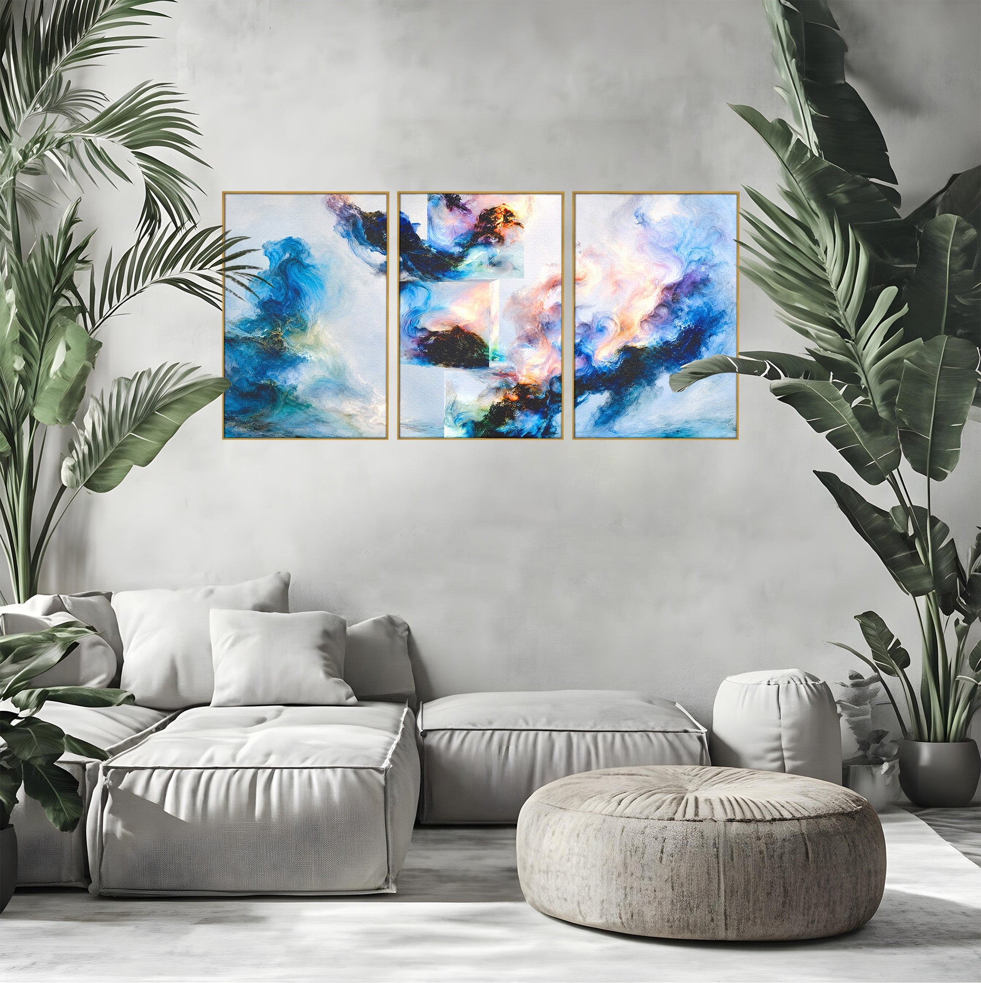 Set 3 Tablouri Canvas Premium LuxCanva® C3-1351, Vortex Abstract, Abstract, Vortex, Modern, Living, Dormitor, Culori Vibrante
