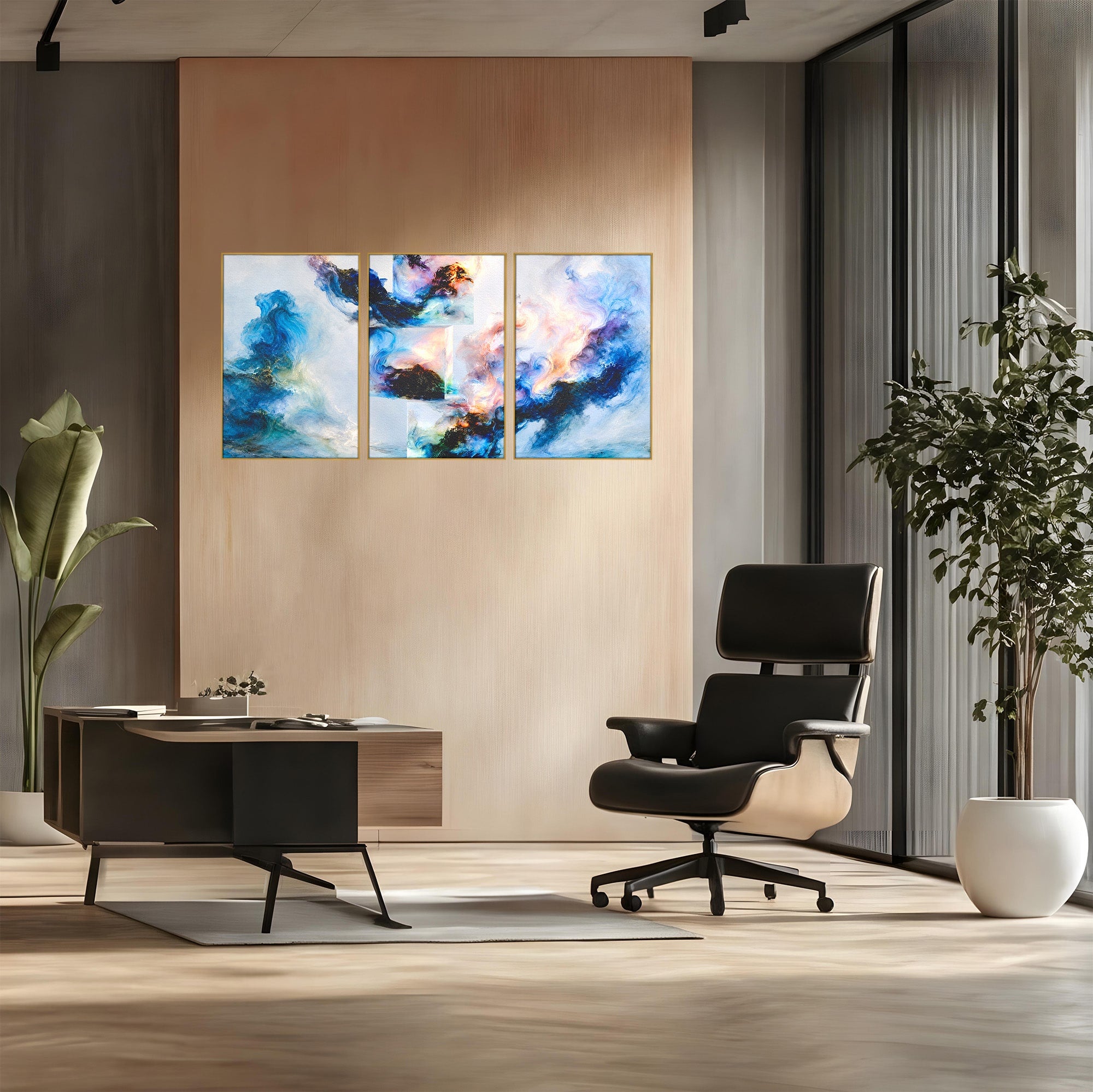Set 3 Tablouri Canvas Premium LuxCanva® C3-1351, Vortex Abstract, Abstract, Vortex, Modern, Living, Dormitor, Culori Vibrante