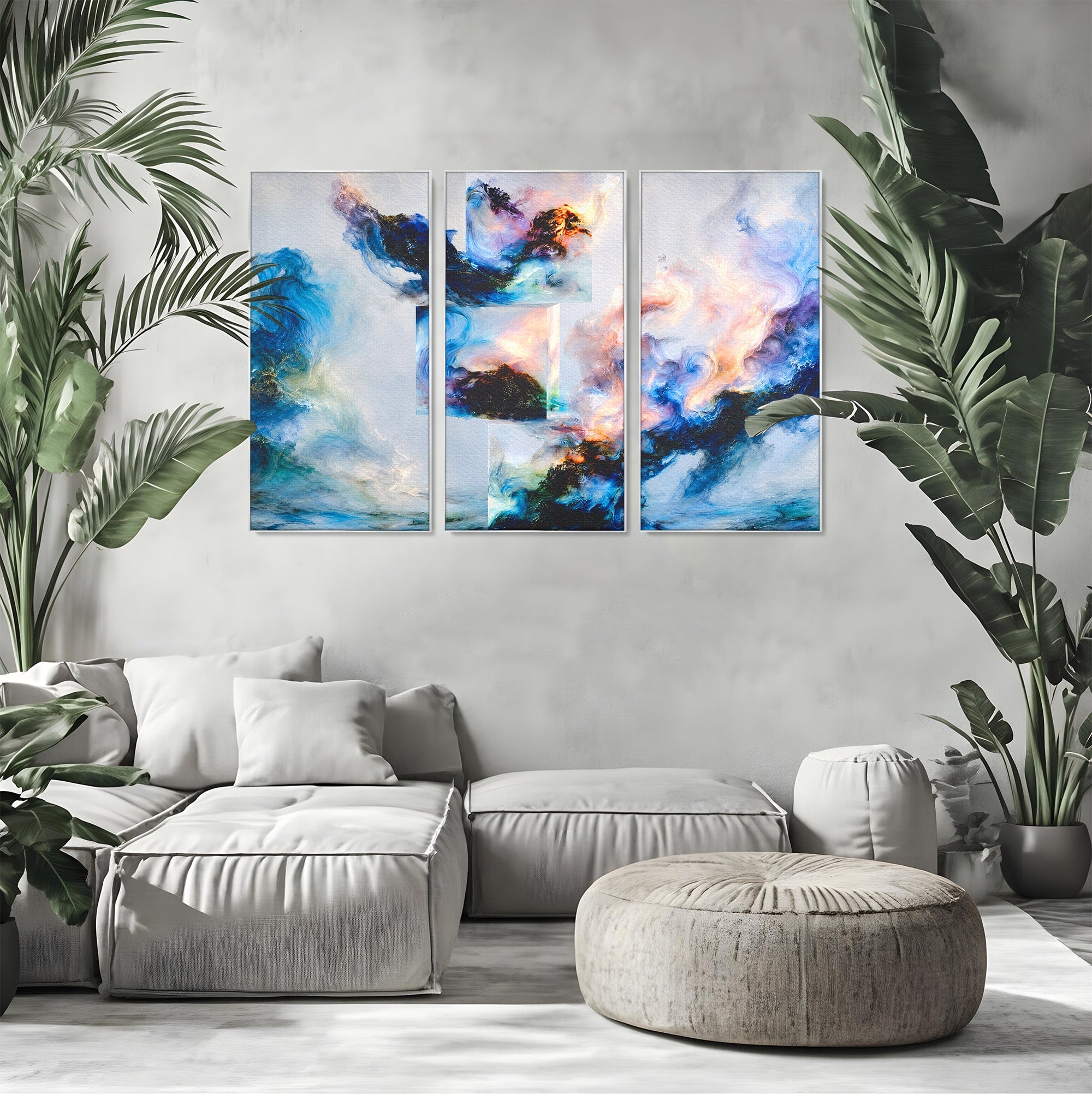 Set 3 Tablouri Canvas Premium LuxCanva® C3-1351, Vortex Abstract, Abstract, Vortex, Modern, Living, Dormitor, Culori Vibrante