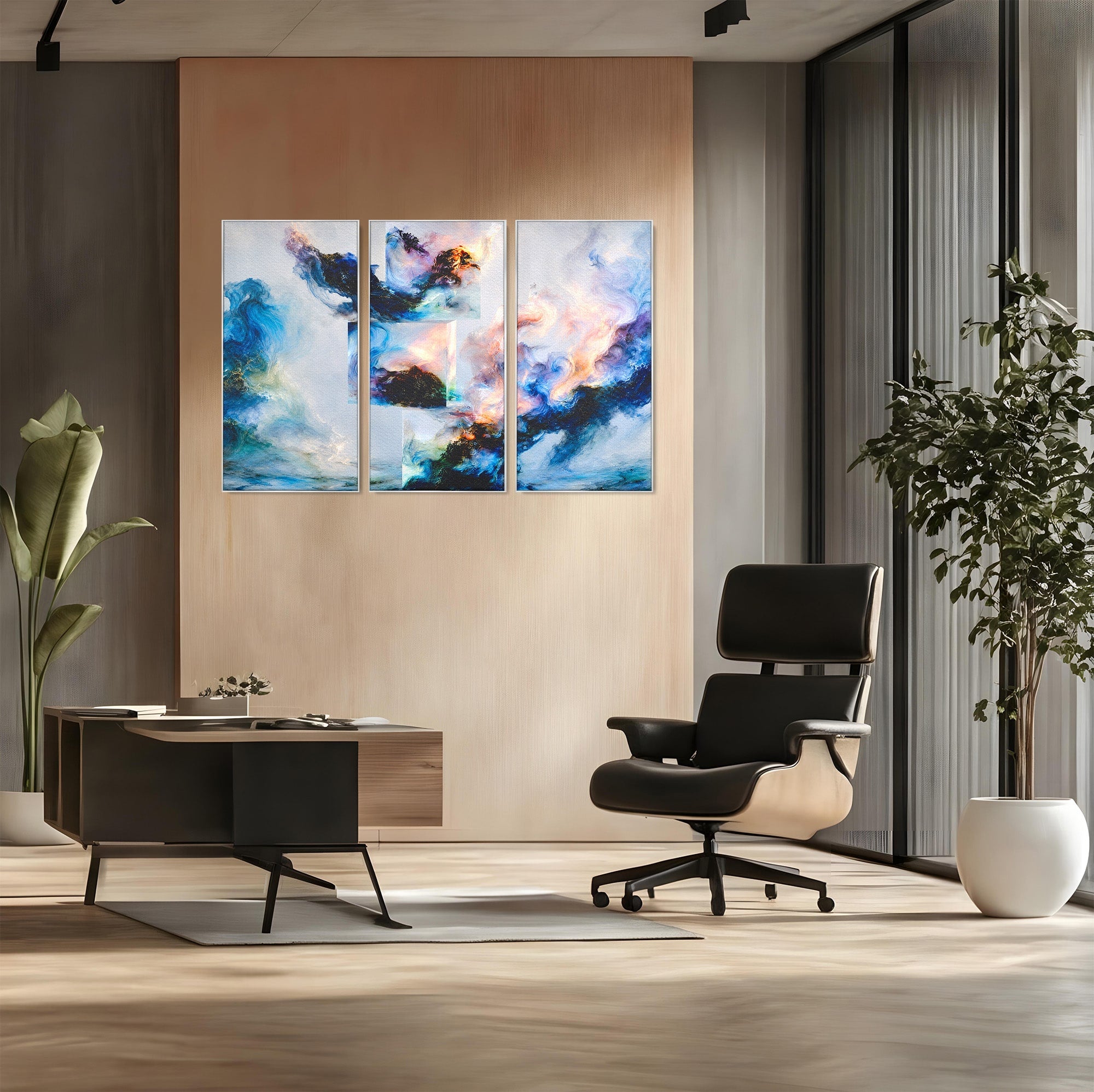 Set 3 Tablouri Canvas Premium LuxCanva® C3-1351, Vortex Abstract, Abstract, Vortex, Modern, Living, Dormitor, Culori Vibrante