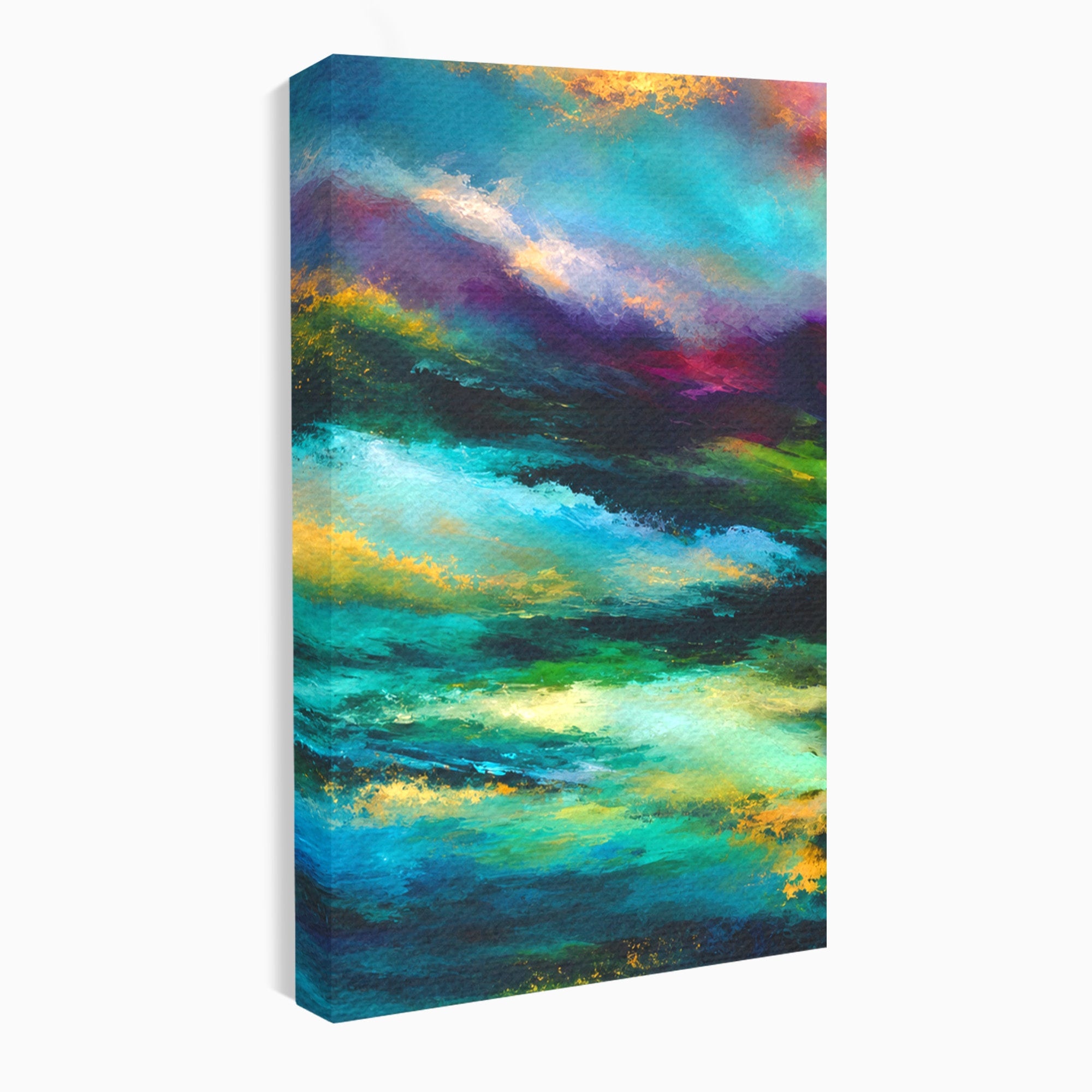 Set 3 Tablouri Canvas Premium LuxCanva® C3-1354, Peisaj Montan Abstract, Peisaj, Abstract, Natura, Montan, Living, Culori Vibrante