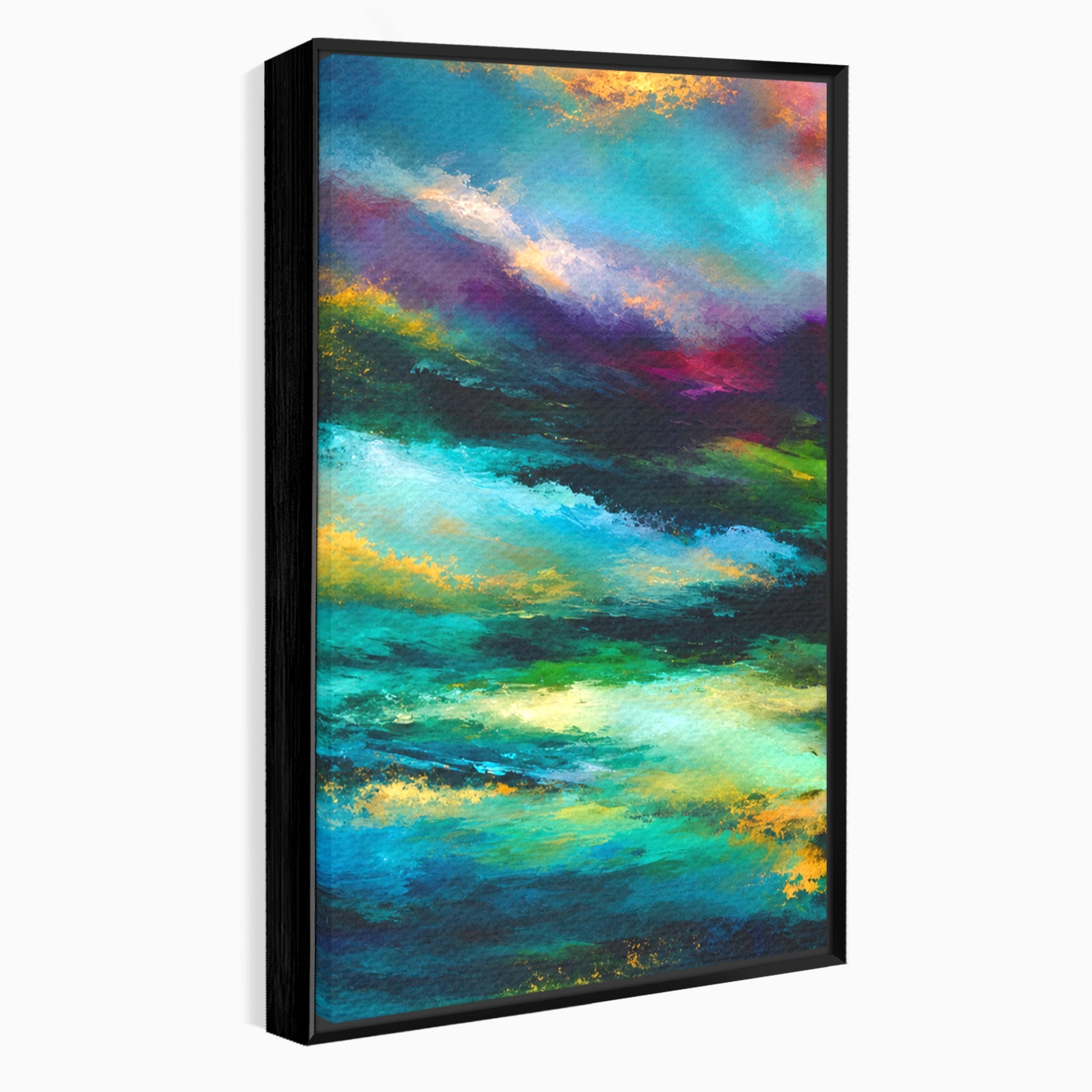 Set 3 Tablouri Canvas Premium LuxCanva® C3-1354, Peisaj Montan Abstract, Peisaj, Abstract, Natura, Montan, Living, Culori Vibrante