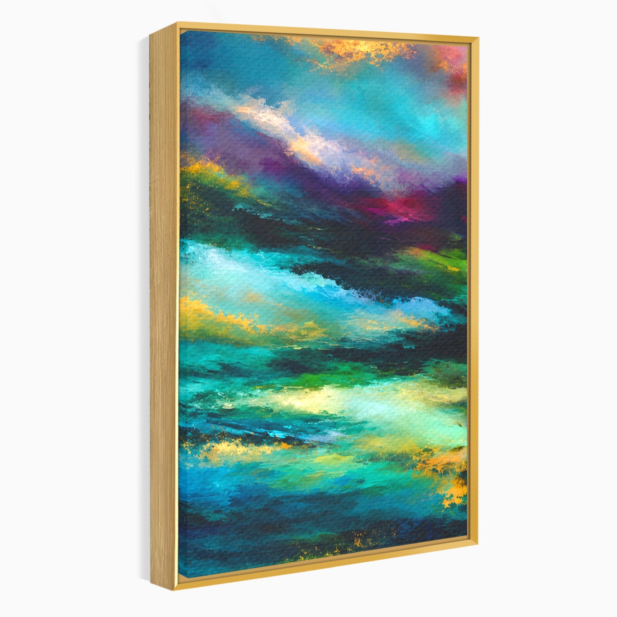Set 3 Tablouri Canvas Premium LuxCanva® C3-1354, Peisaj Montan Abstract, Peisaj, Abstract, Natura, Montan, Living, Culori Vibrante