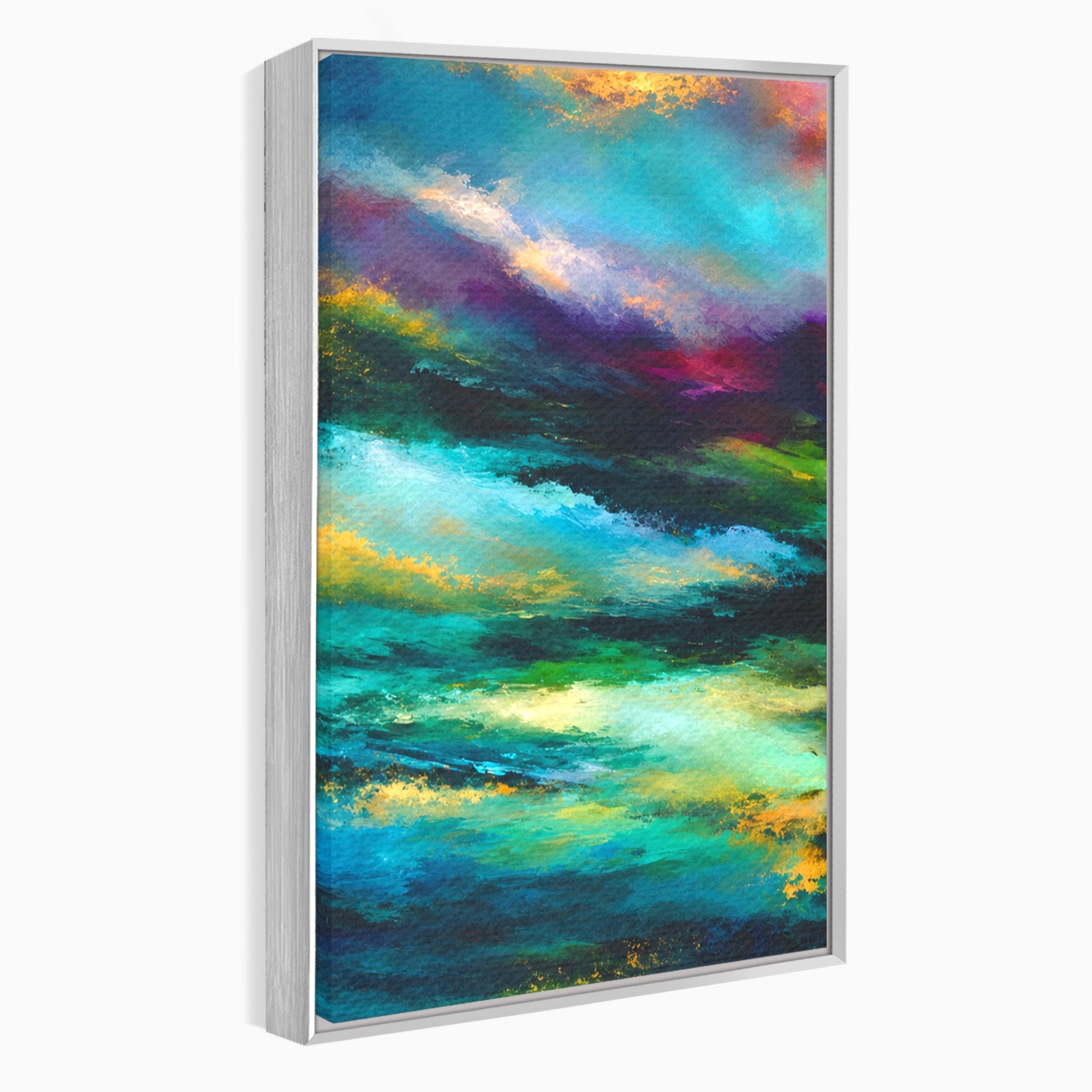 Set 3 Tablouri Canvas Premium LuxCanva® C3-1354, Peisaj Montan Abstract, Peisaj, Abstract, Natura, Montan, Living, Culori Vibrante