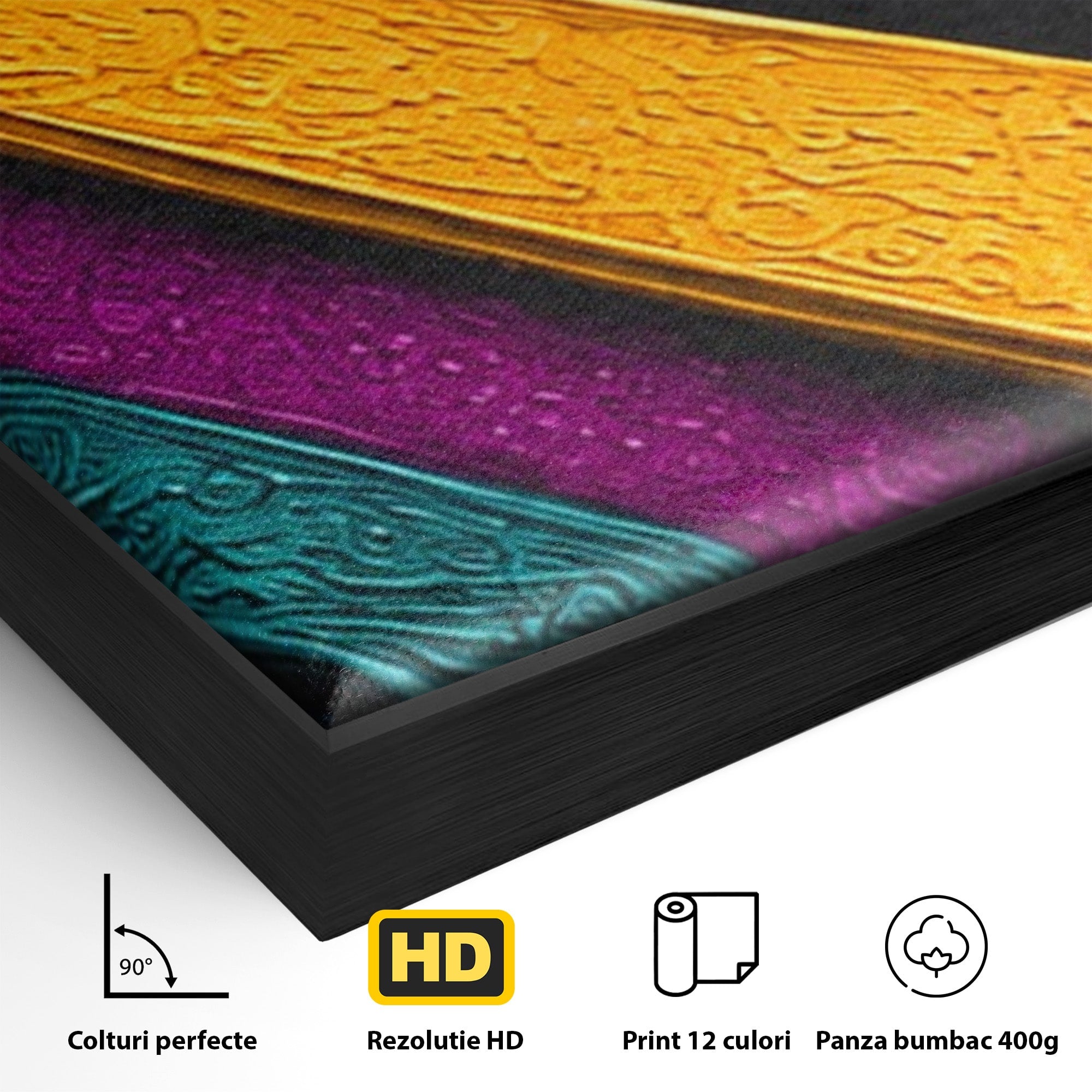 Set 3 Tablouri Canvas Premium LuxCanva® C3-1361, Pian Abstract, Pian, Abstract, Arta, Colorat, Living, Culori Vibrante
