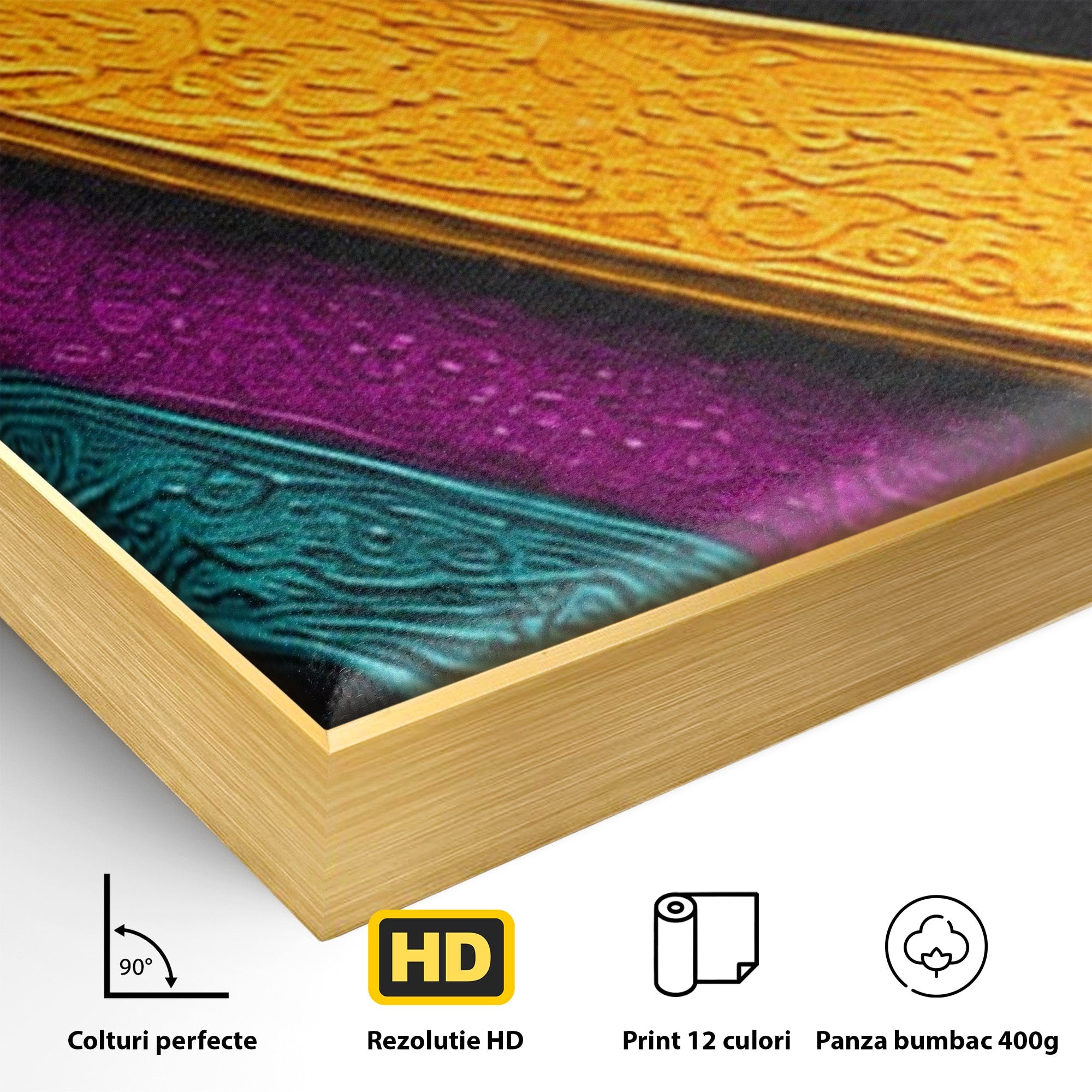 Set 3 Tablouri Canvas Premium LuxCanva® C3-1361, Pian Abstract, Pian, Abstract, Arta, Colorat, Living, Culori Vibrante