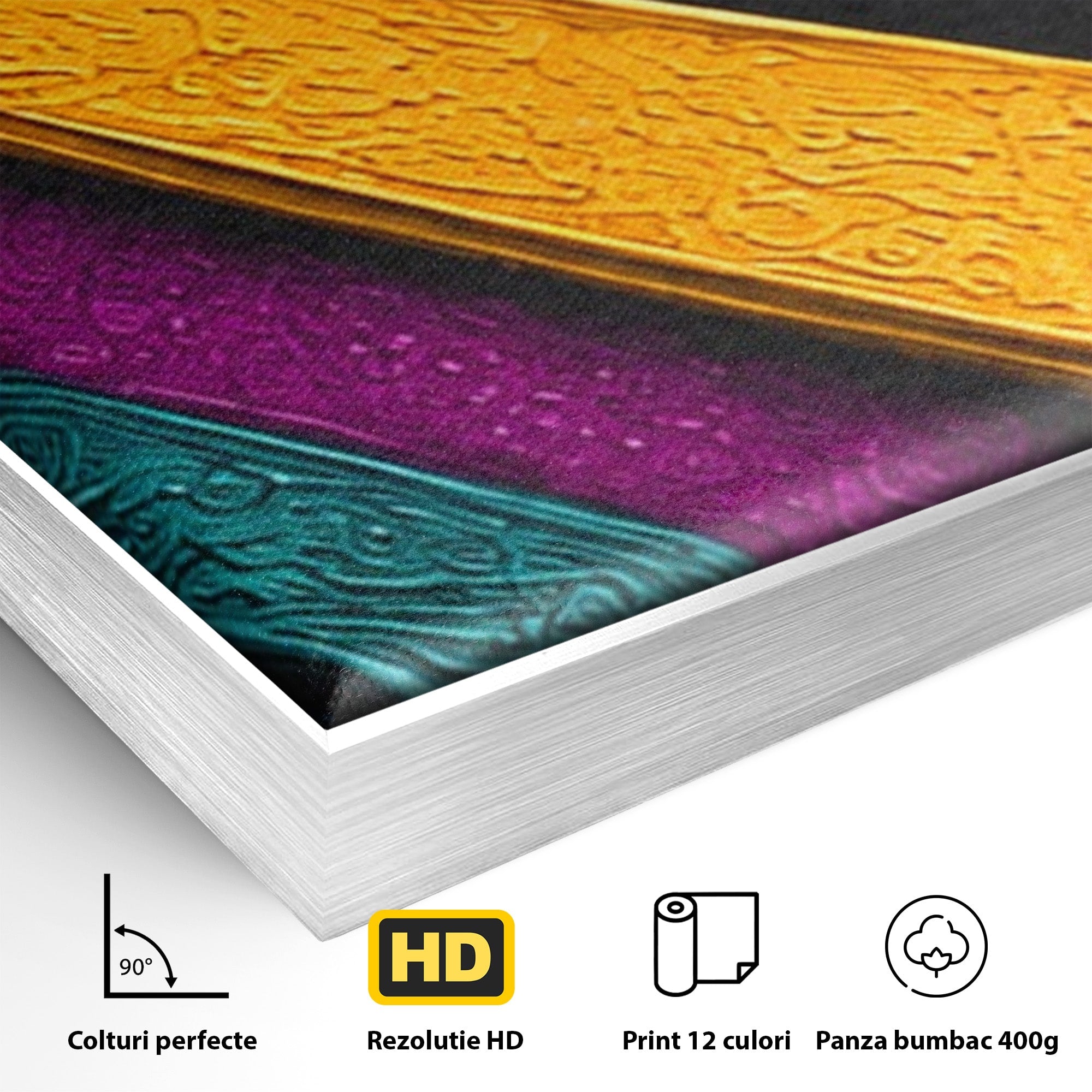 Set 3 Tablouri Canvas Premium LuxCanva® C3-1361, Pian Abstract, Pian, Abstract, Arta, Colorat, Living, Culori Vibrante