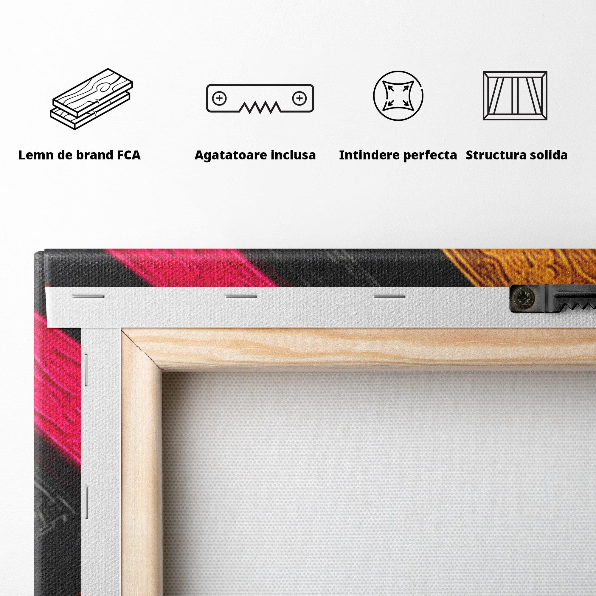 Set 3 Tablouri Canvas Premium LuxCanva® C3-1361, Pian Abstract, Pian, Abstract, Arta, Colorat, Living, Culori Vibrante