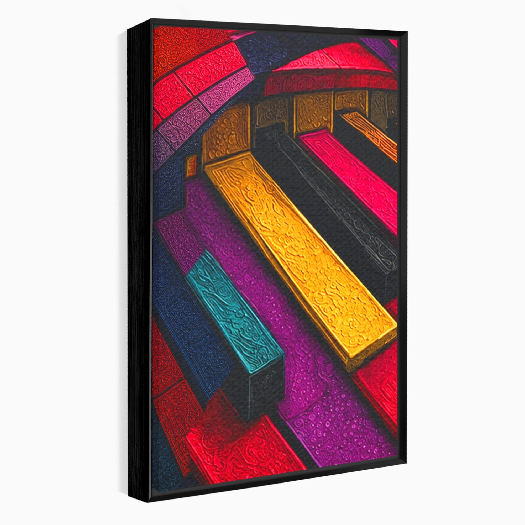 Set 3 Tablouri Canvas Premium LuxCanva® C3-1361, Pian Abstract, Pian, Abstract, Arta, Colorat, Living, Culori Vibrante
