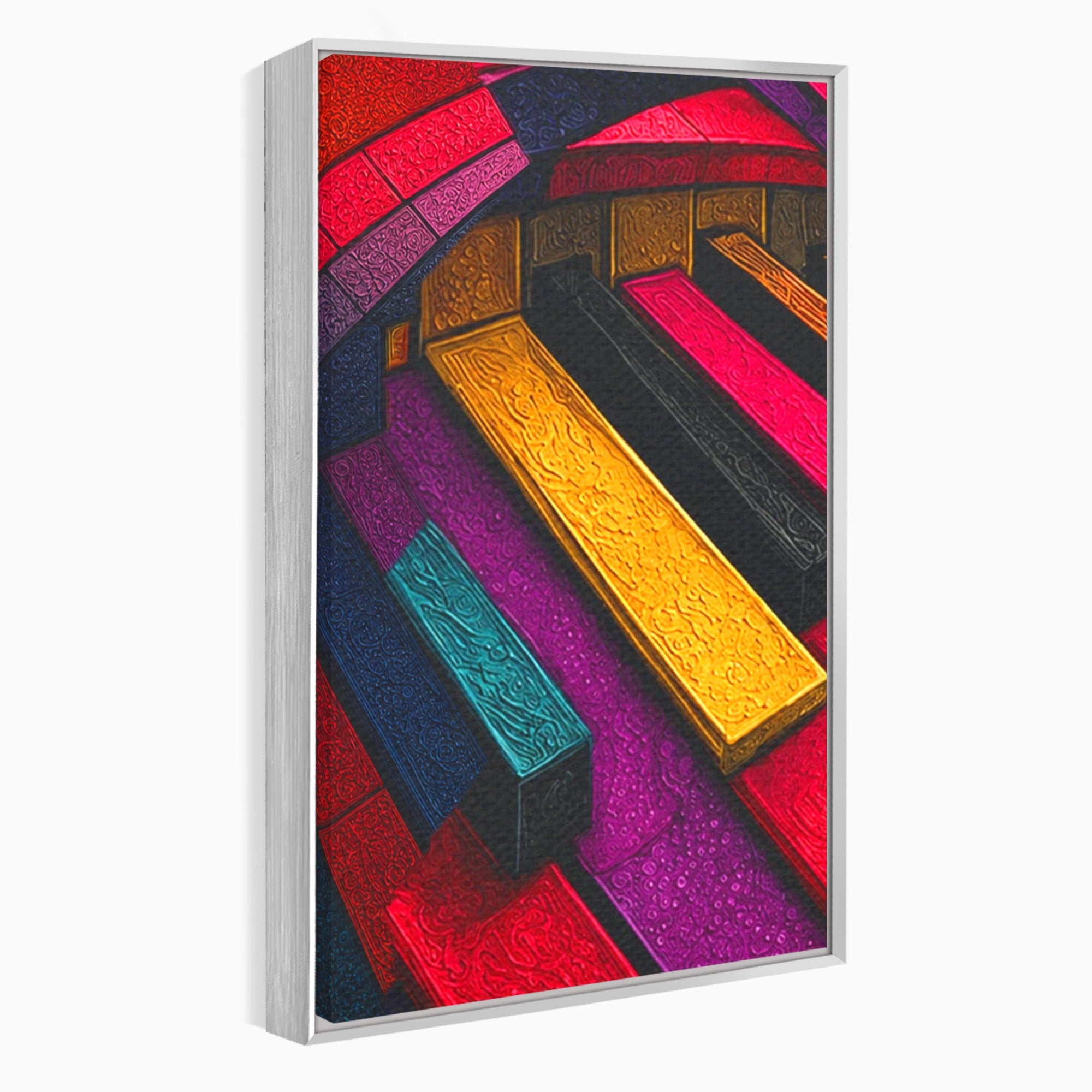 Set 3 Tablouri Canvas Premium LuxCanva® C3-1361, Pian Abstract, Pian, Abstract, Arta, Colorat, Living, Culori Vibrante