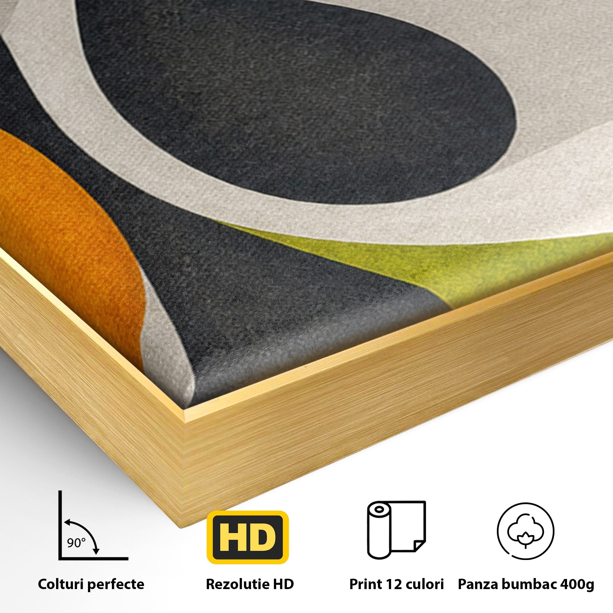 Set 3 Tablouri Canvas Premium LuxCanva® C3-1381, Forme Abstracte Organice, Abstract, Forme, Modern, Living, Birou, Culori Vibrante