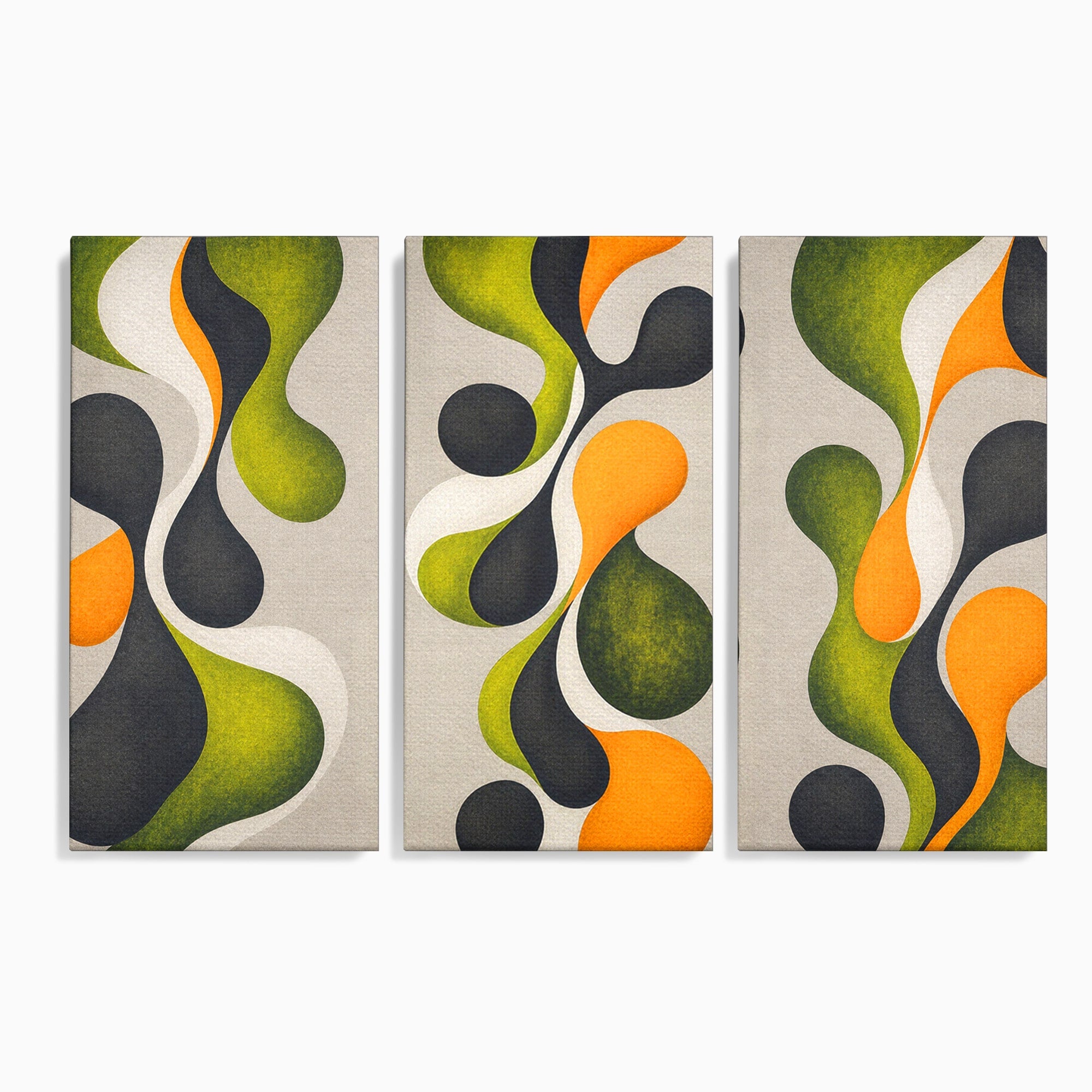 Set 3 Tablouri Canvas Premium LuxCanva® C3-1381, Forme Abstracte Organice, Abstract, Forme, Modern, Living, Birou, Culori Vibrante