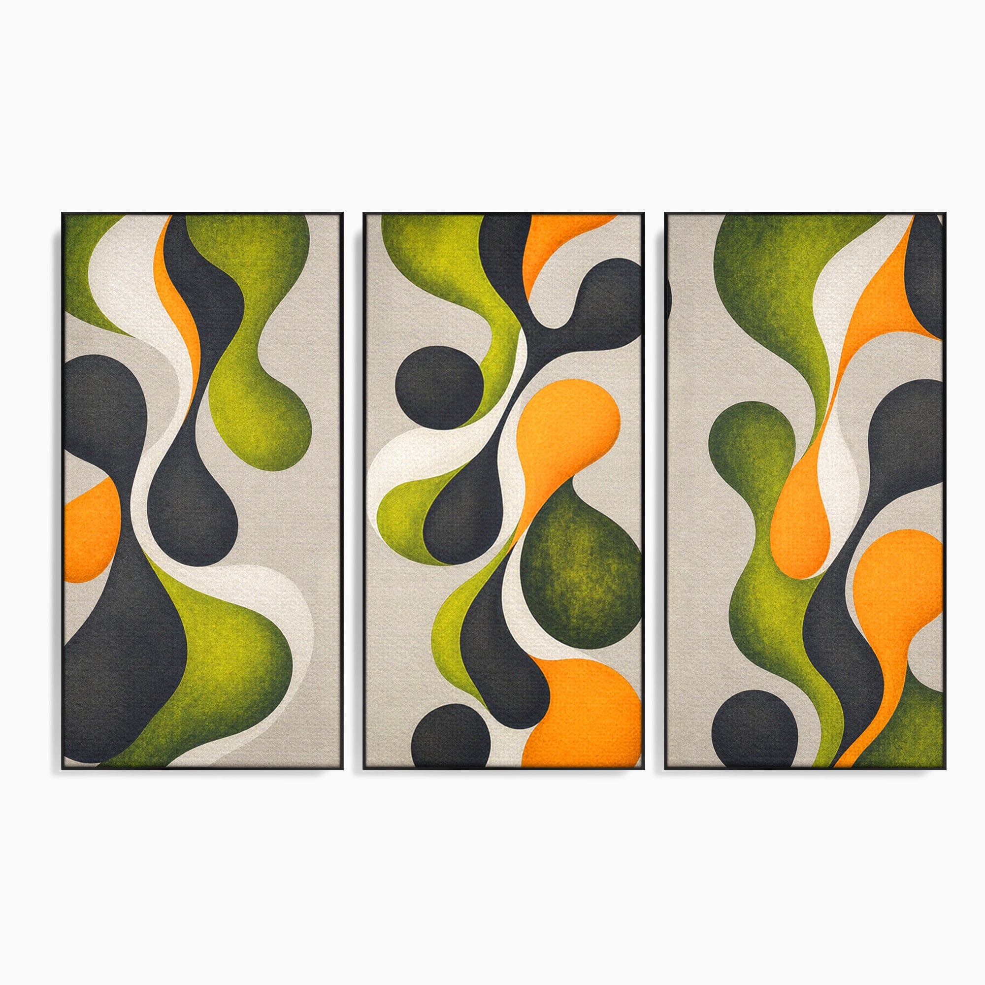 Set 3 Tablouri Canvas Premium LuxCanva® C3-1381, Forme Abstracte Organice, Abstract, Forme, Modern, Living, Birou, Culori Vibrante