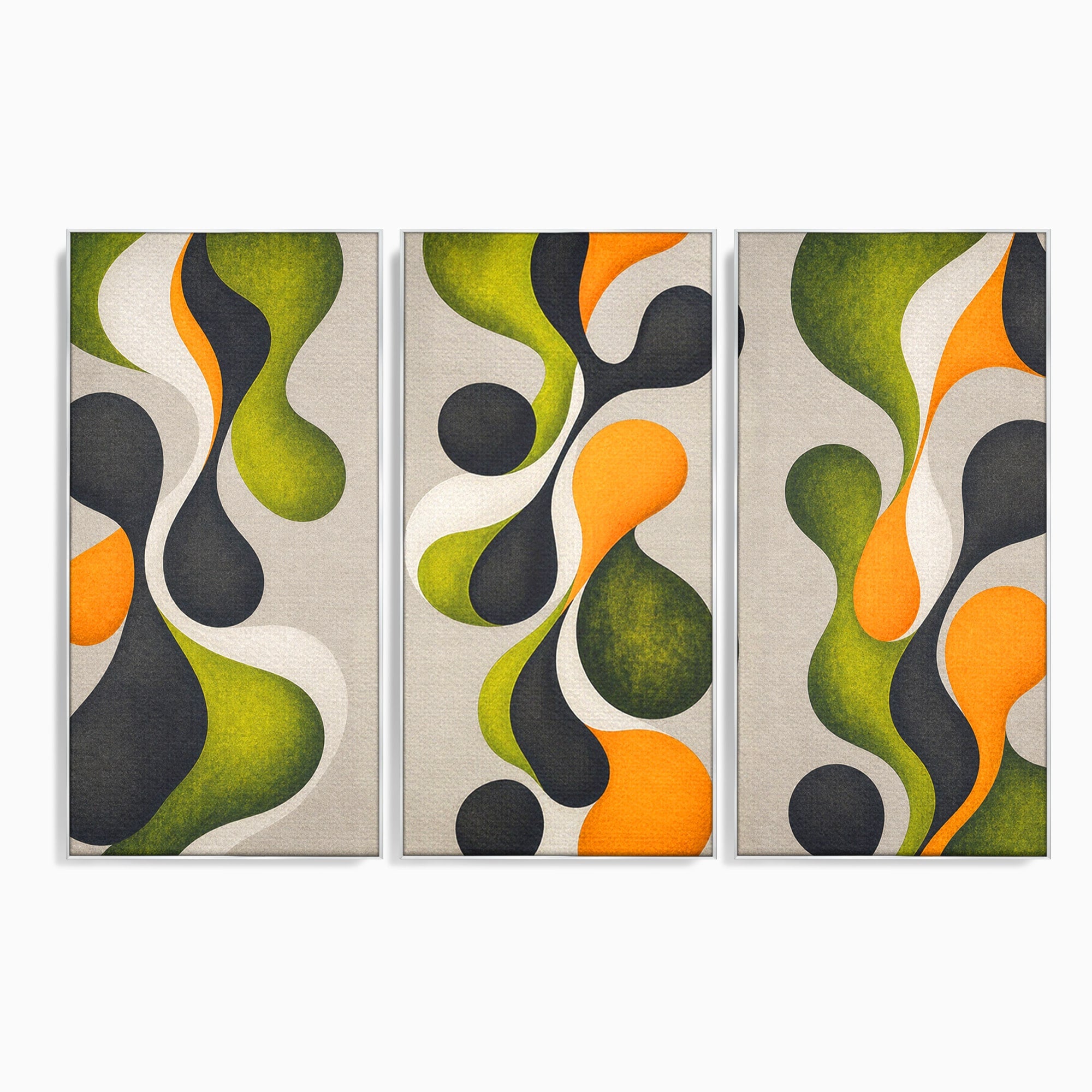 Set 3 Tablouri Canvas Premium LuxCanva® C3-1381, Forme Abstracte Organice, Abstract, Forme, Modern, Living, Birou, Culori Vibrante