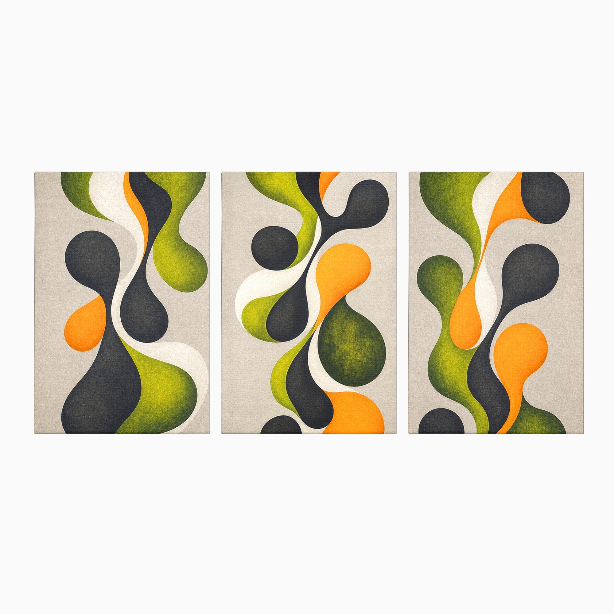 Set 3 Tablouri Canvas Premium LuxCanva® C3-1381, Forme Abstracte Organice, Abstract, Forme, Modern, Living, Birou, Culori Vibrante