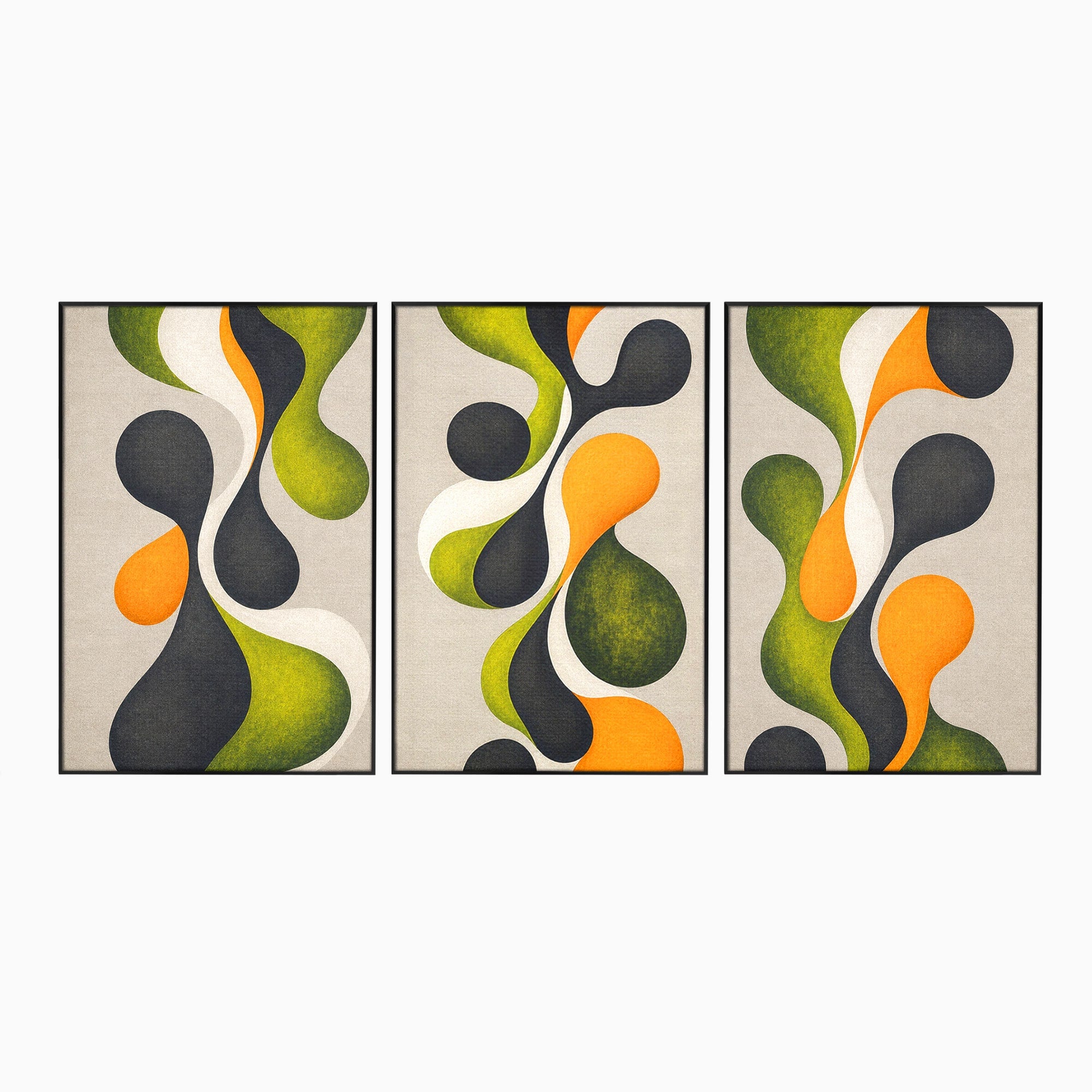 Set 3 Tablouri Canvas Premium LuxCanva® C3-1381, Forme Abstracte Organice, Abstract, Forme, Modern, Living, Birou, Culori Vibrante