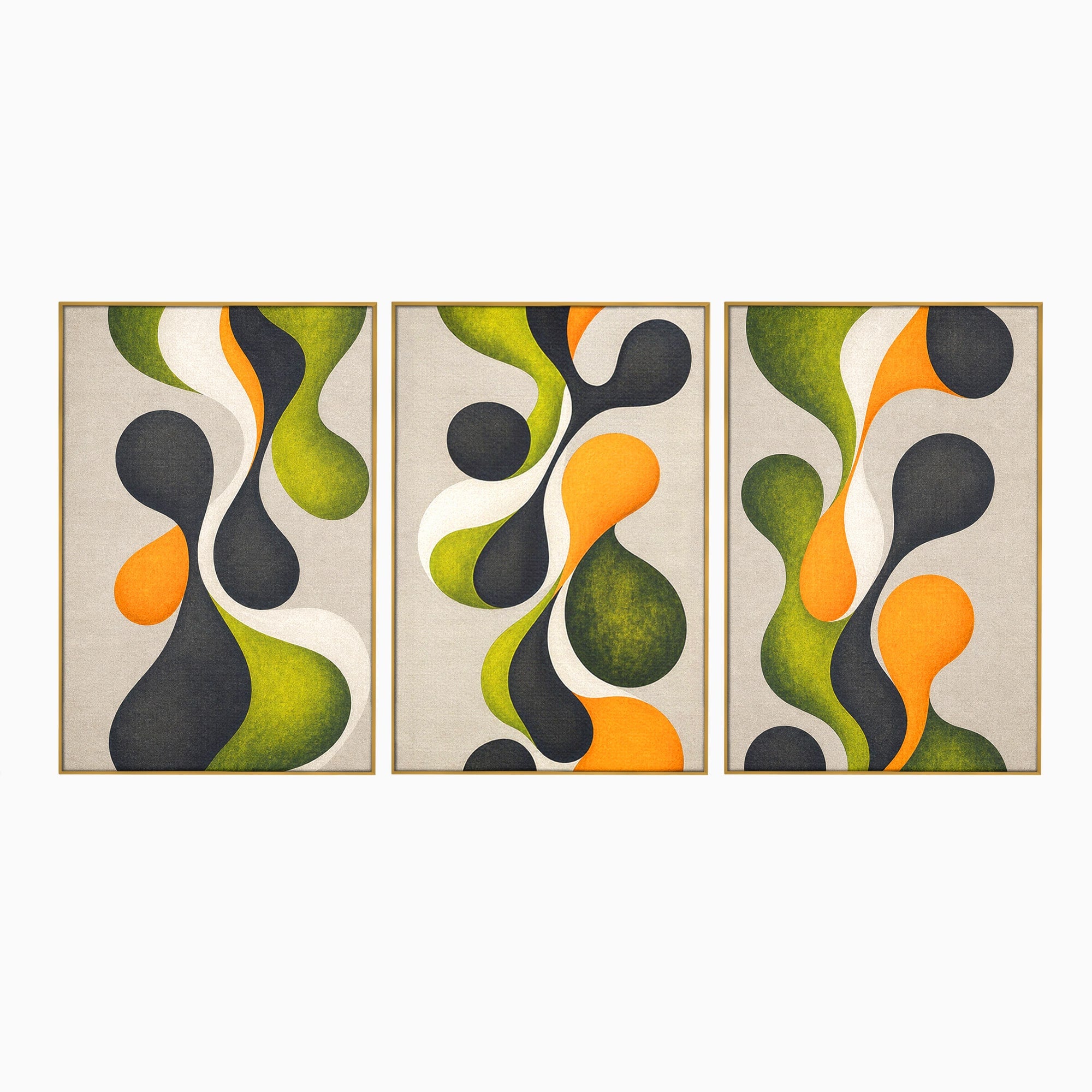 Set 3 Tablouri Canvas Premium LuxCanva® C3-1381, Forme Abstracte Organice, Abstract, Forme, Modern, Living, Birou, Culori Vibrante