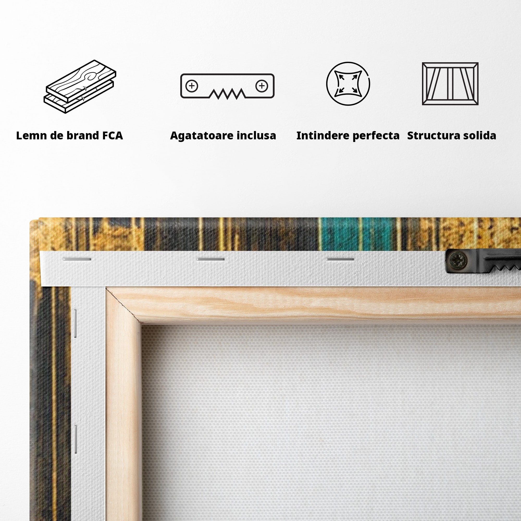 Set 3 Tablouri Canvas Premium LuxCanva® C3-1393, Orasul Aurit, Oras, Abstract, Modern, Lux, Birou, Culori Vibrante