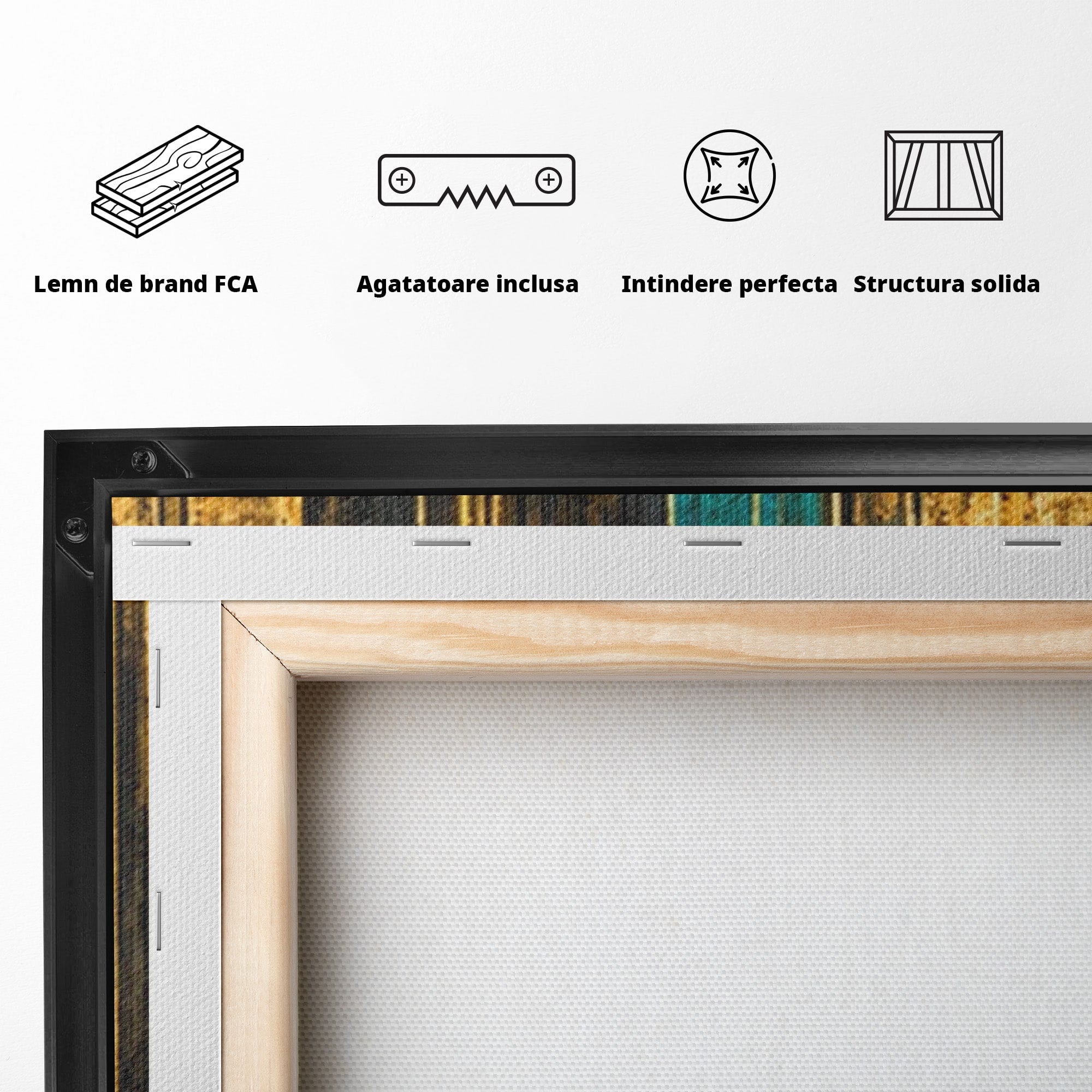 Set 3 Tablouri Canvas Premium LuxCanva® C3-1393, Orasul Aurit, Oras, Abstract, Modern, Lux, Birou, Culori Vibrante