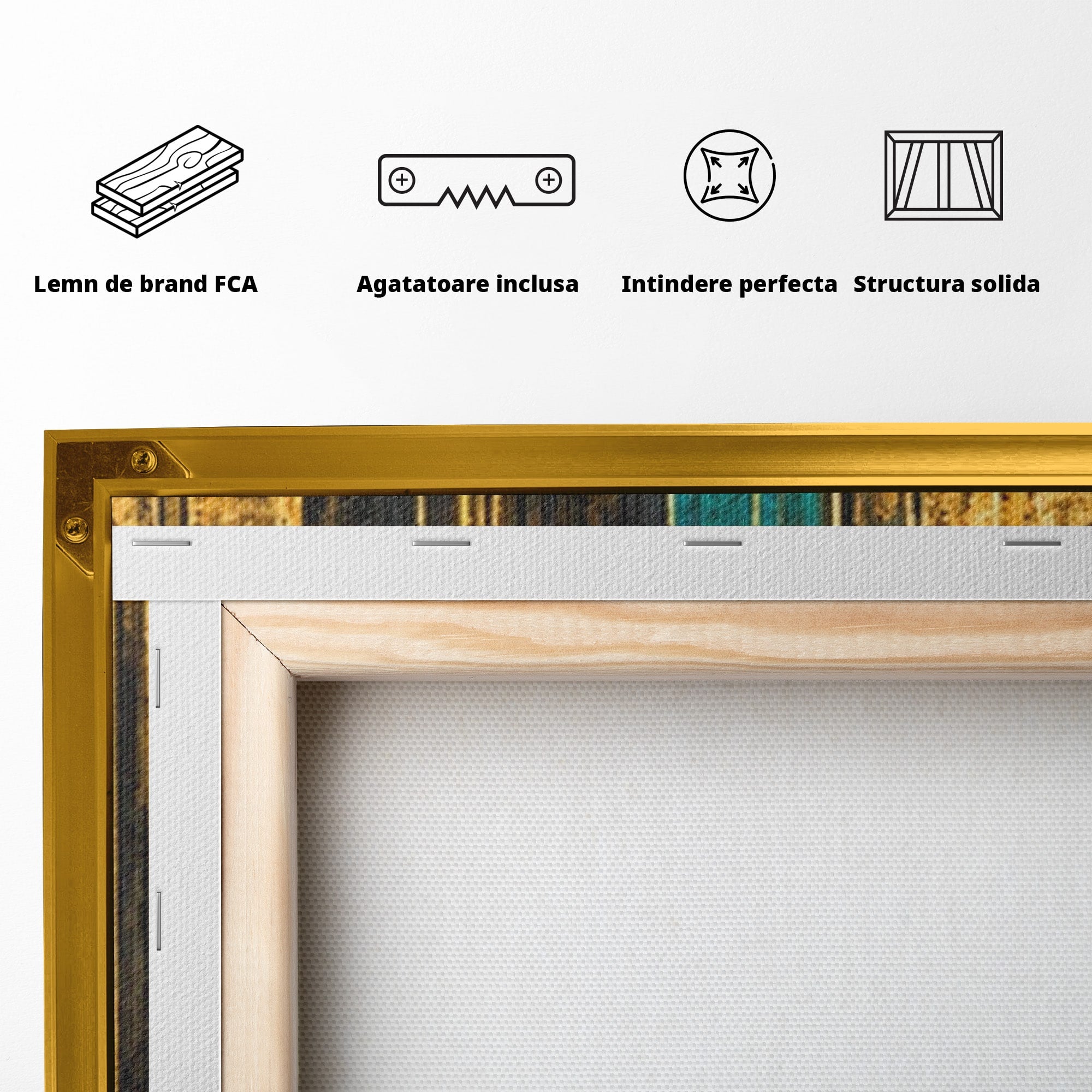 Set 3 Tablouri Canvas Premium LuxCanva® C3-1393, Orasul Aurit, Oras, Abstract, Modern, Lux, Birou, Culori Vibrante